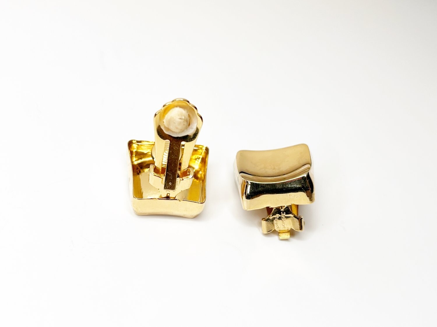 Dior Women’s Gold Tone Concave Clip-on Rectangle Earrings