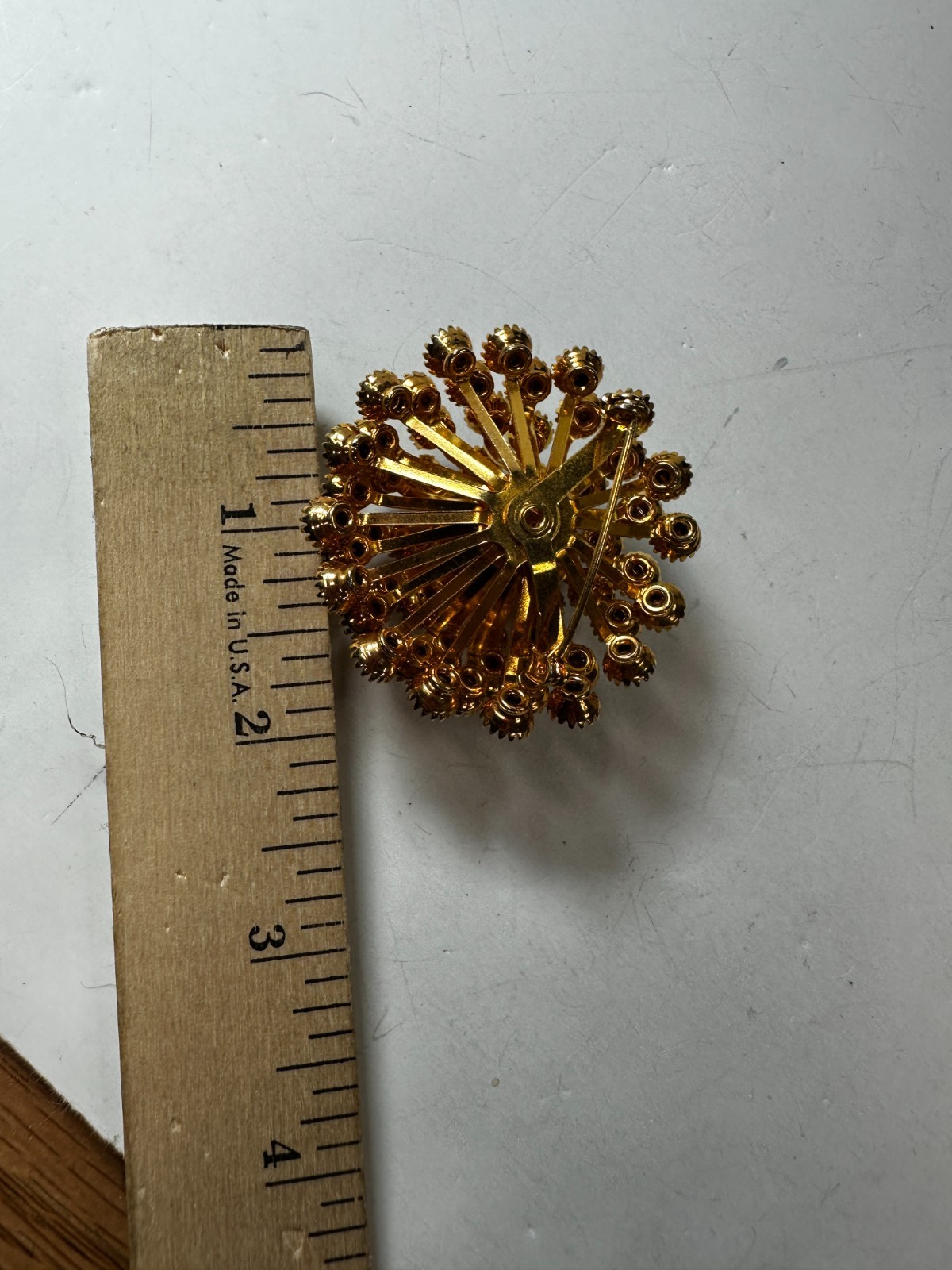 Vintage Brooch Rhinestone Domed Goldtone Statement Cosmic