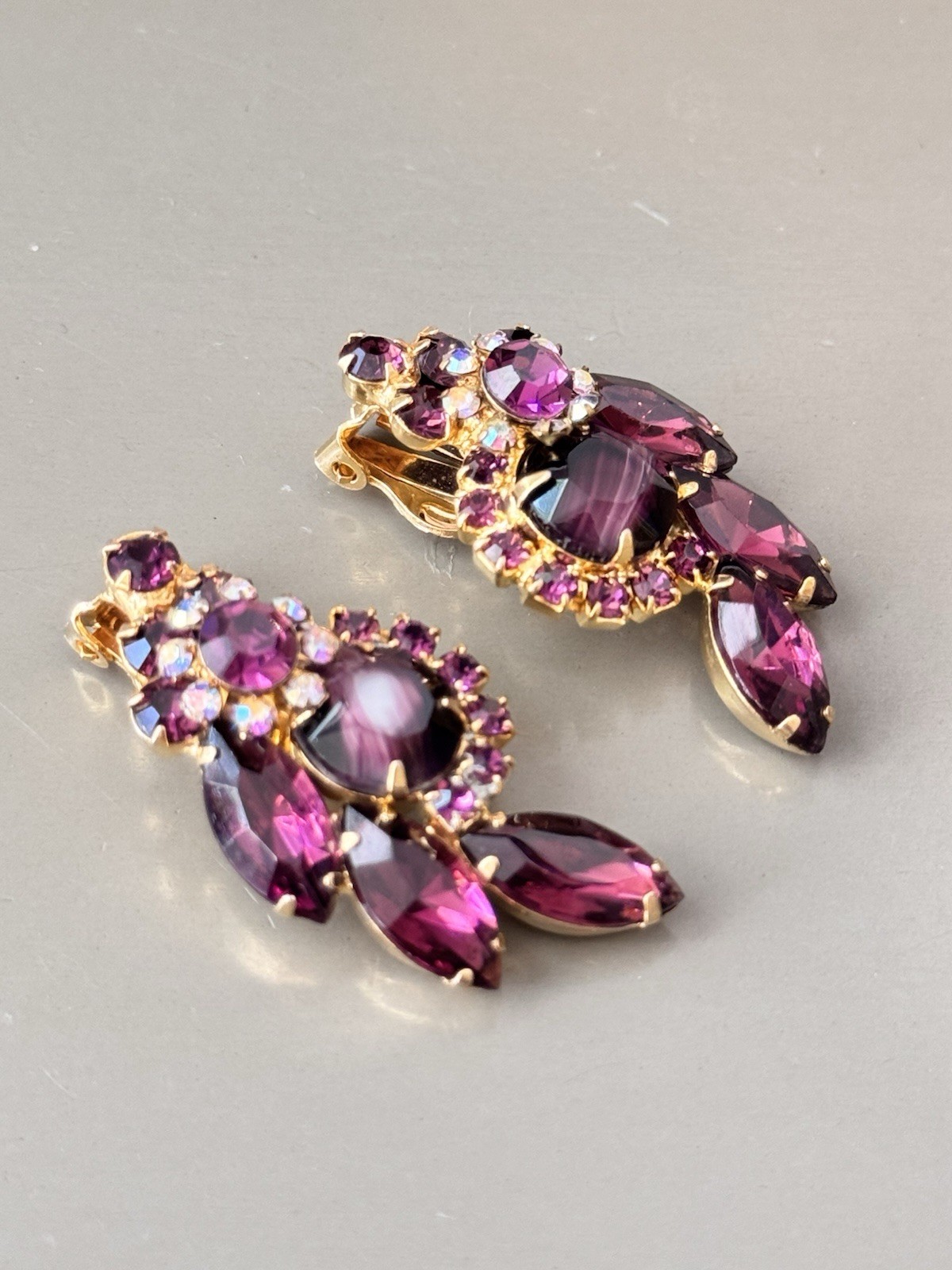 Vintage Verified JULIANA Purple Stripe Parure Set, Bracelet, Brooch & Earrings