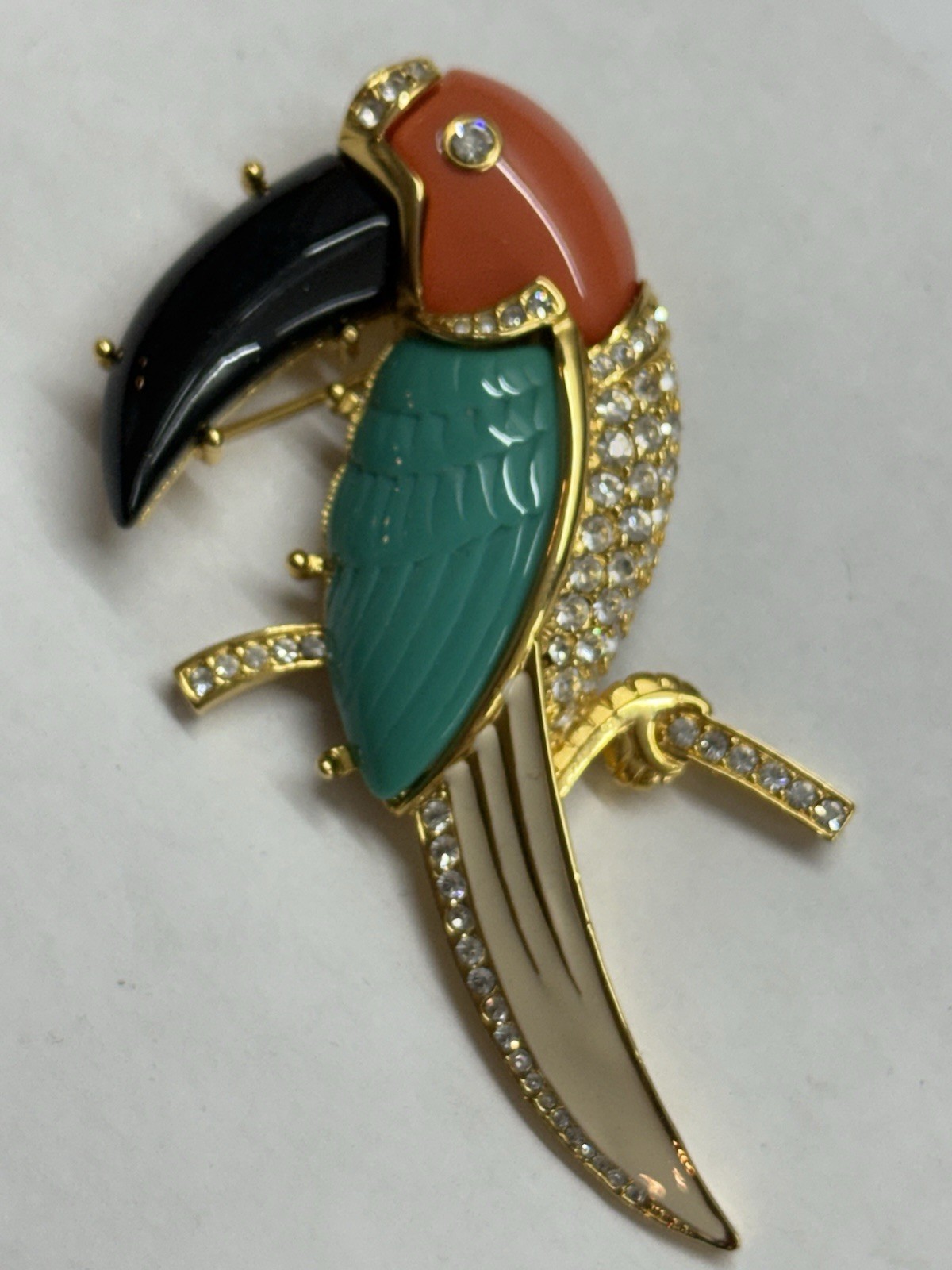 KJL Kenneth J Lane Toucan Bird Jeweled Enameled Brooch Pin Mint Condition B5