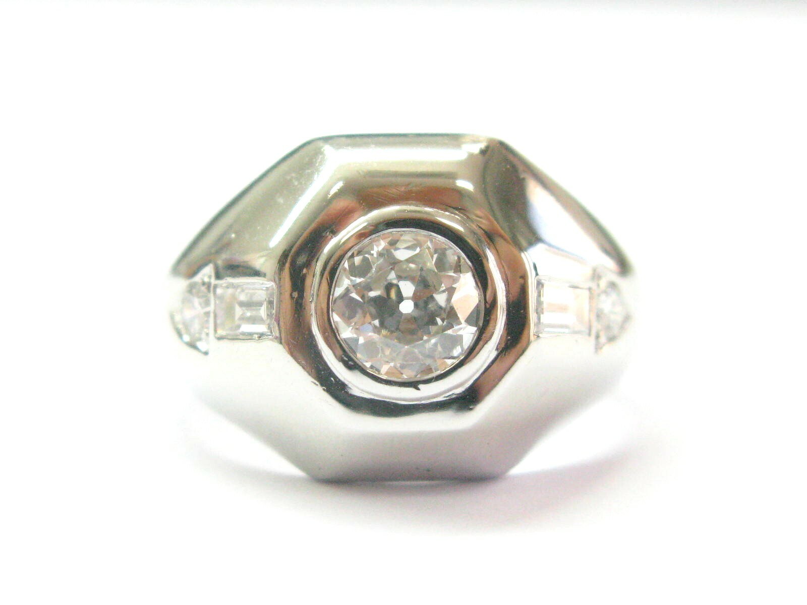 Vintage Old European Diamond Ring Platinum .96Ct G-SI1 EYE CLEAN