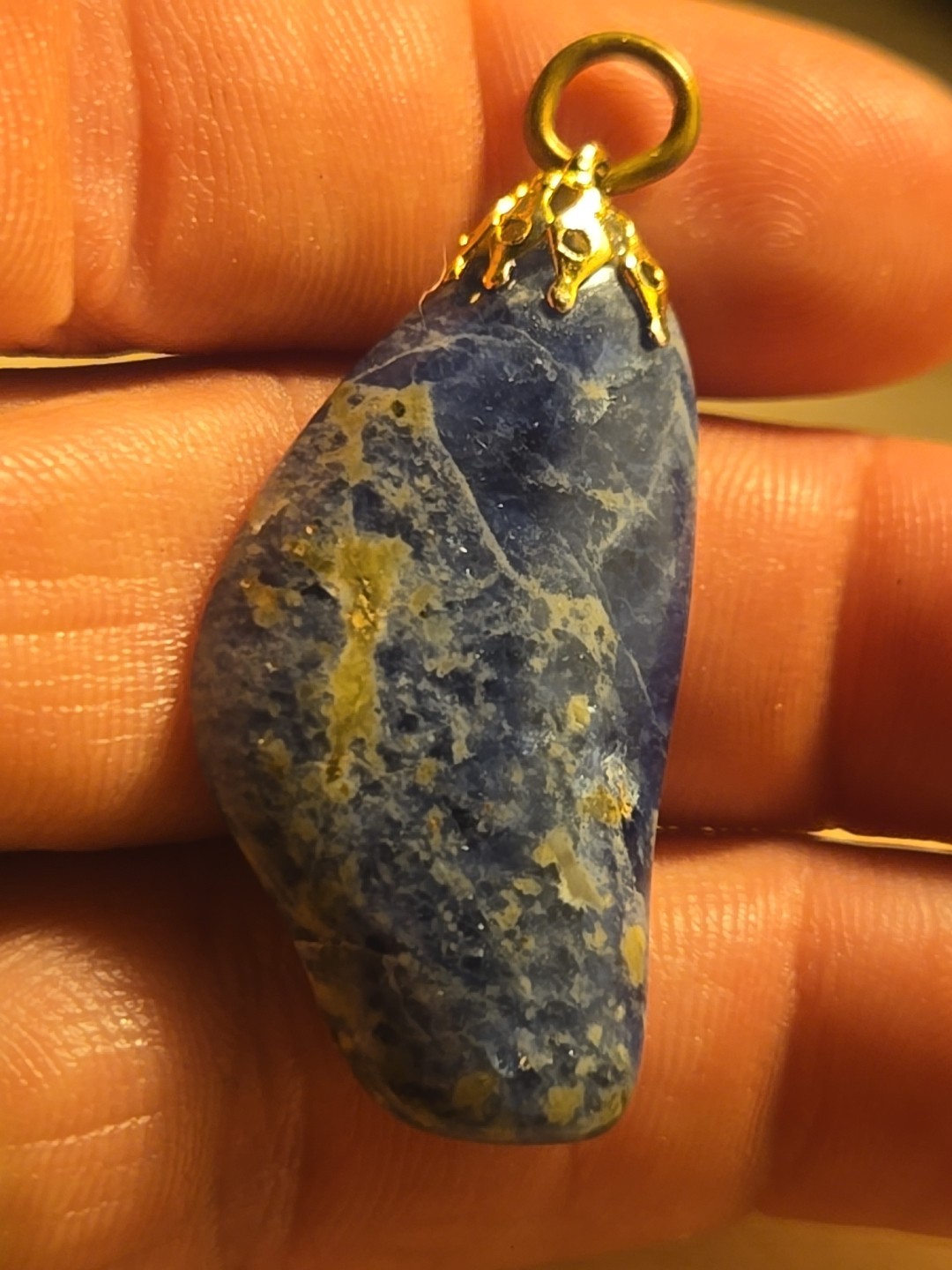 Vintage Ladies Solidite Pendant Natural Polished Stone Gilt