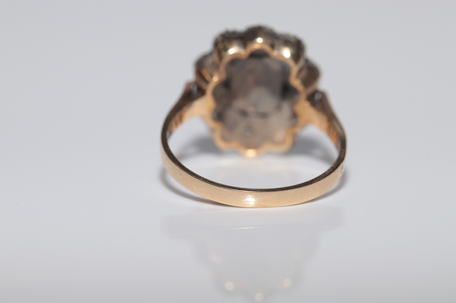 New Made 14k Gold Top Silver Natural Rose Cut Diamond Decorated Ring