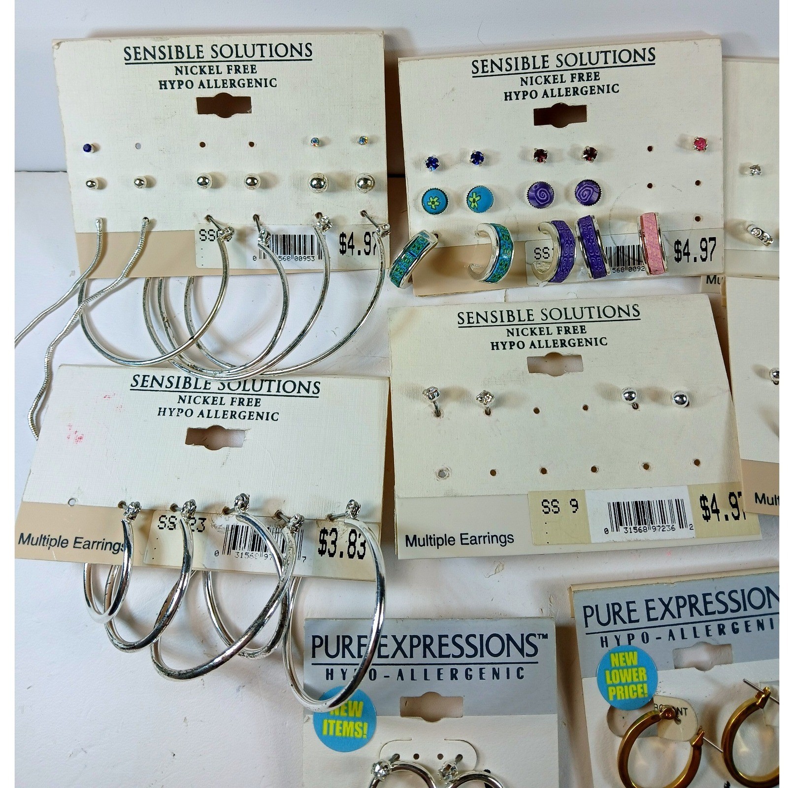 Lot Vintage Y2K Sensible Solutions Earrings Studs Hoops Nickel Free Deadstock