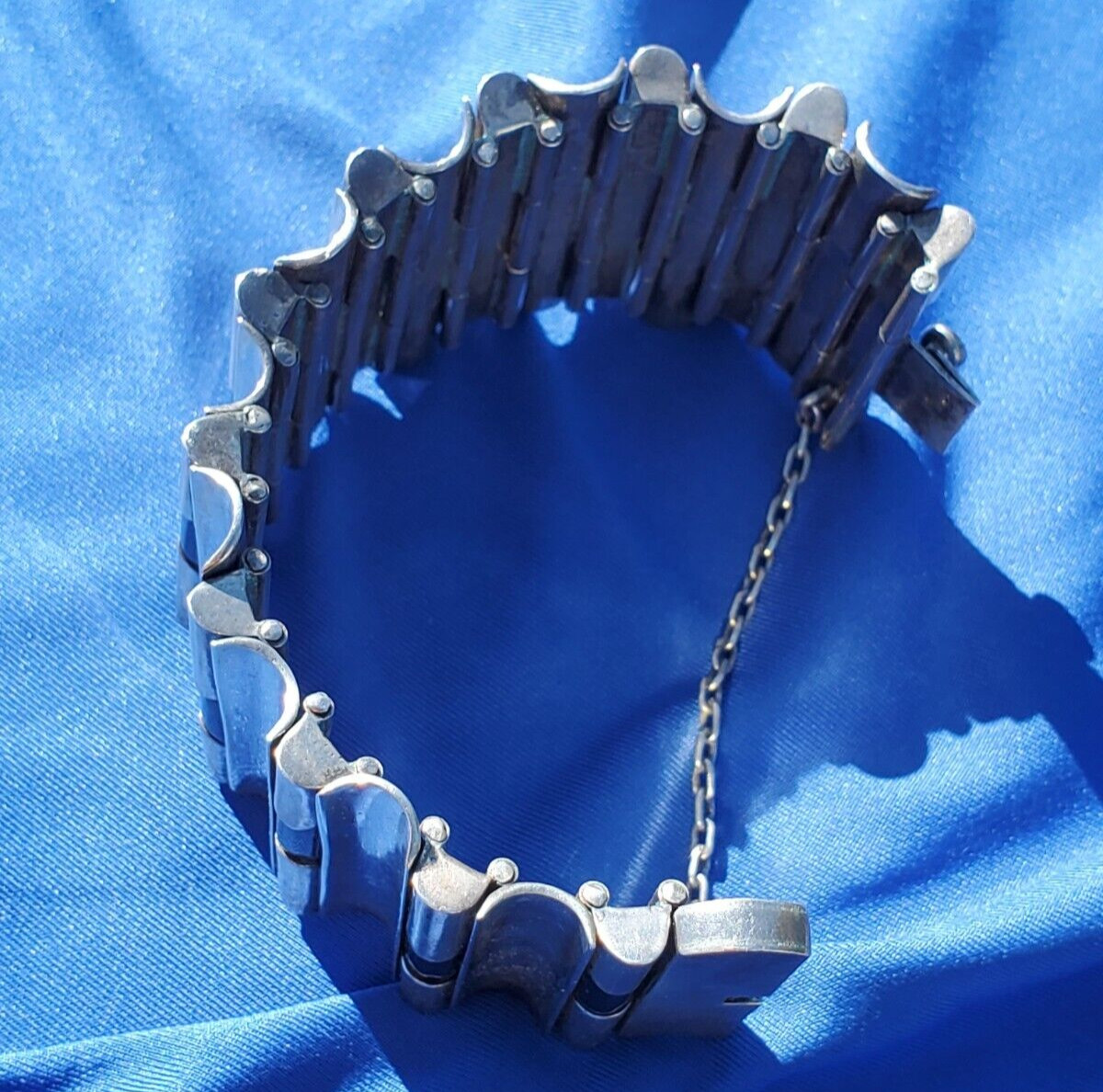 RARE Original ANTONIO PINEDA Taxco Mexico STERLING SILVER Onyx Vintage Bracelet