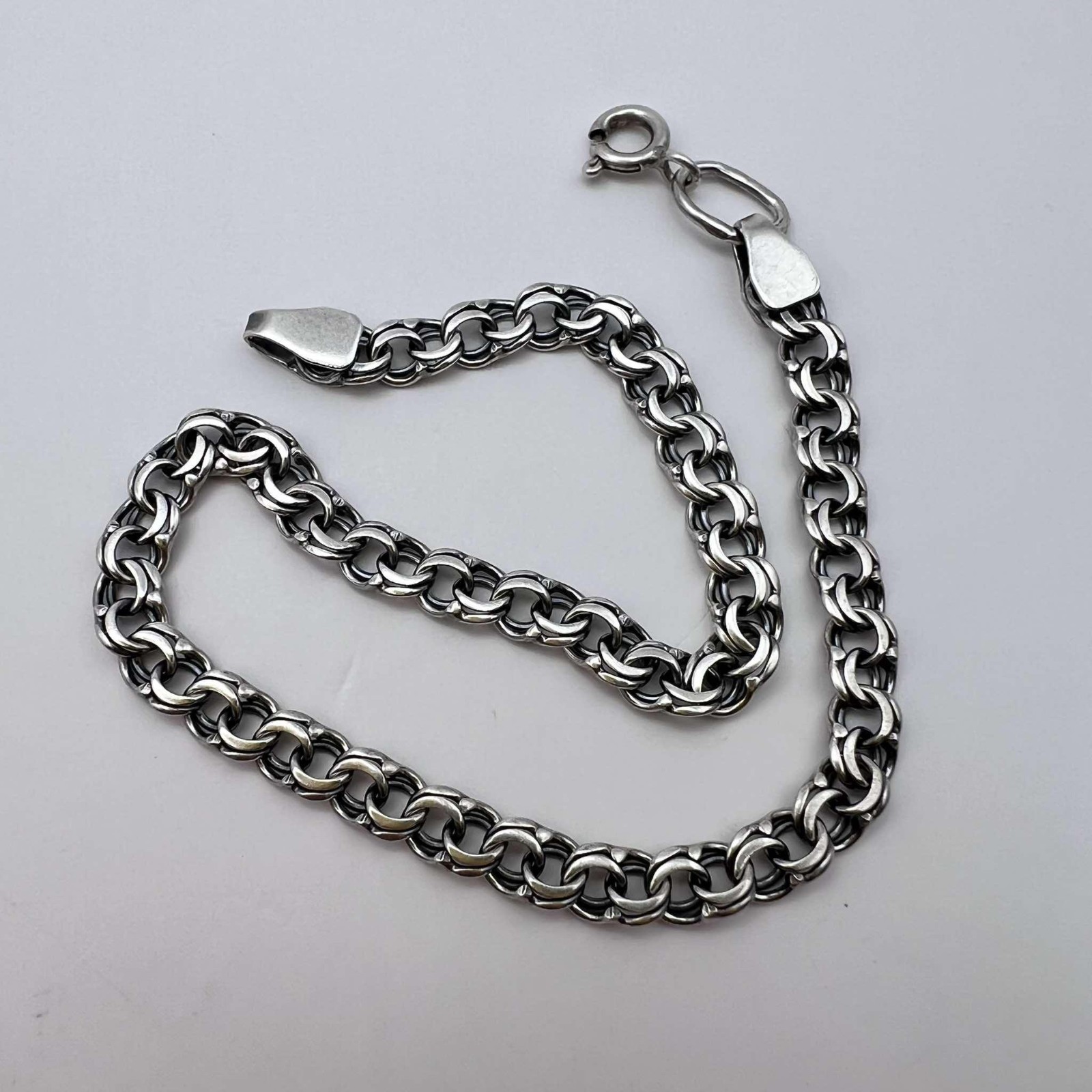 Vintage Sterling Silver 925 Chain Bracelet 7.6in 4.7g Unisex Marked 925 Gift