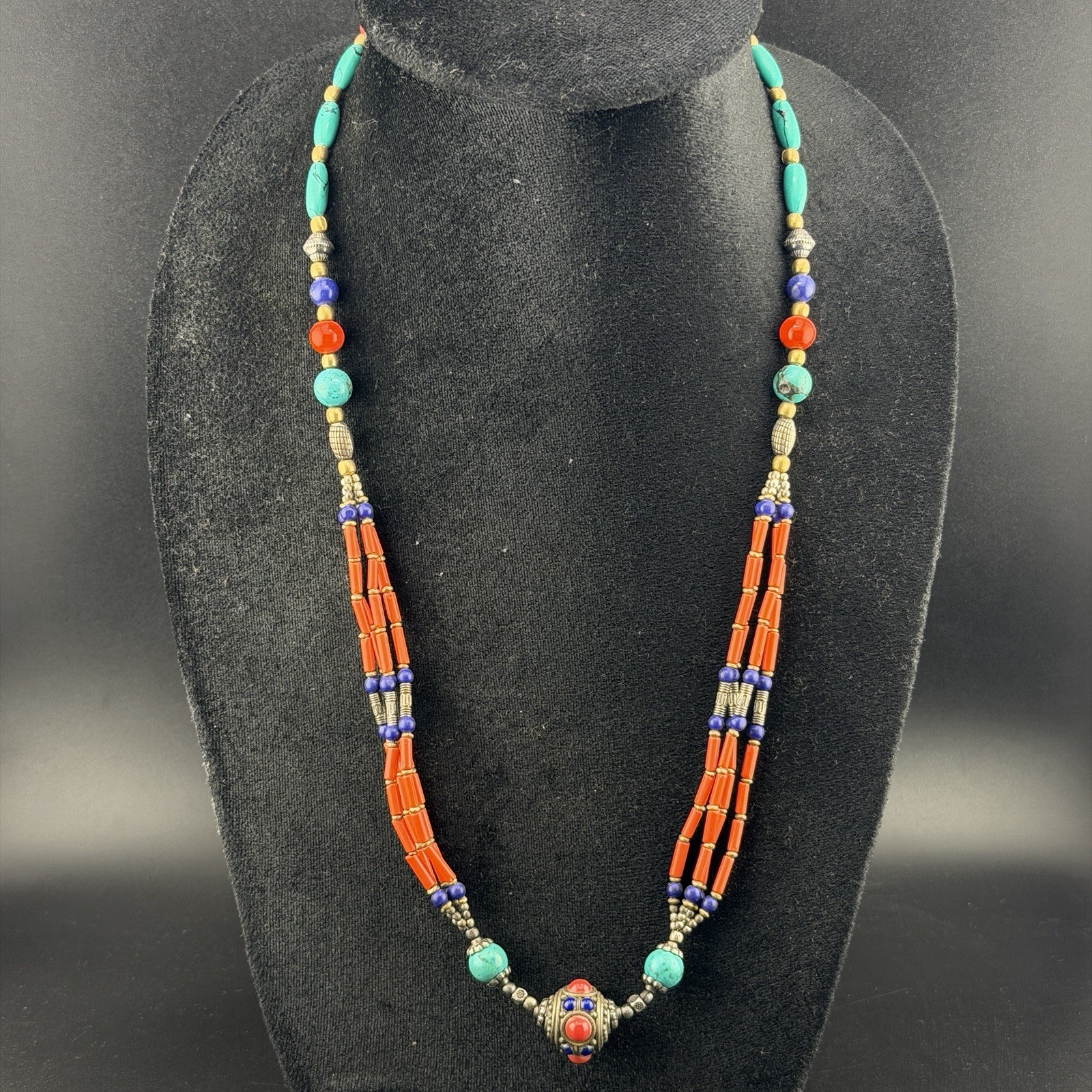 Vintage Multicolour Tibetan Handmade Beautiful Simple Necklace