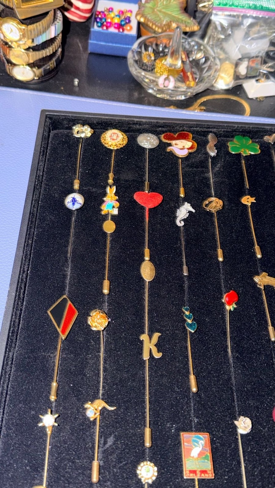 Assorted Vintage Collection of Decorative Stick Pins and Hat Pins, Multi-Theme L