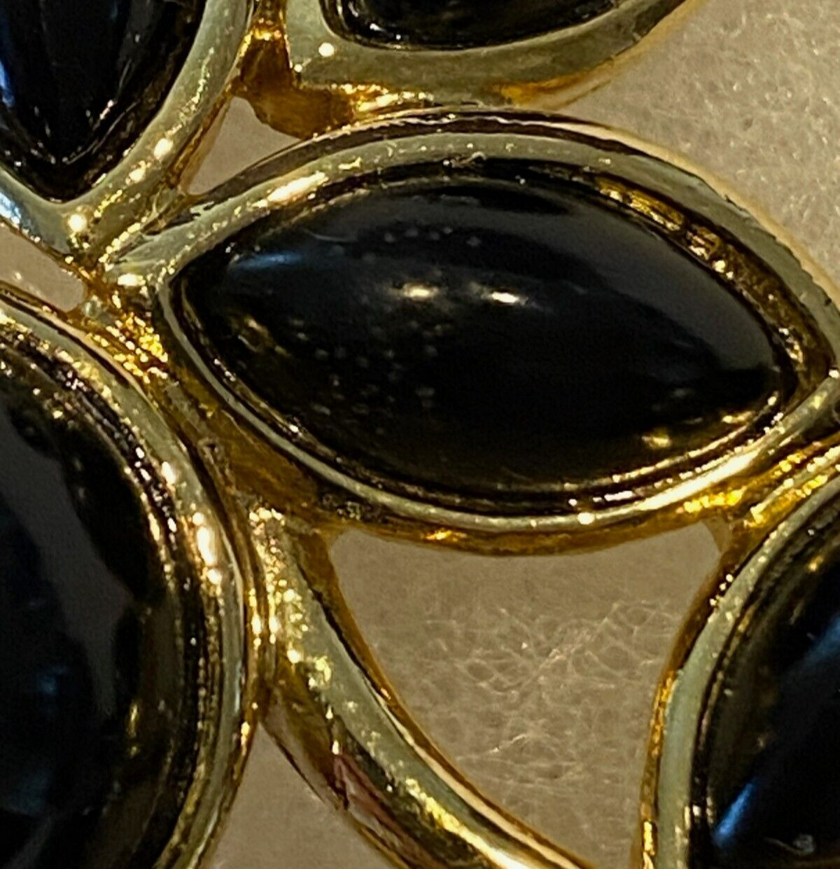Vintage Trifari Large Goldtone Spray Pin with Black Stones – 2 1/4 Inches Long