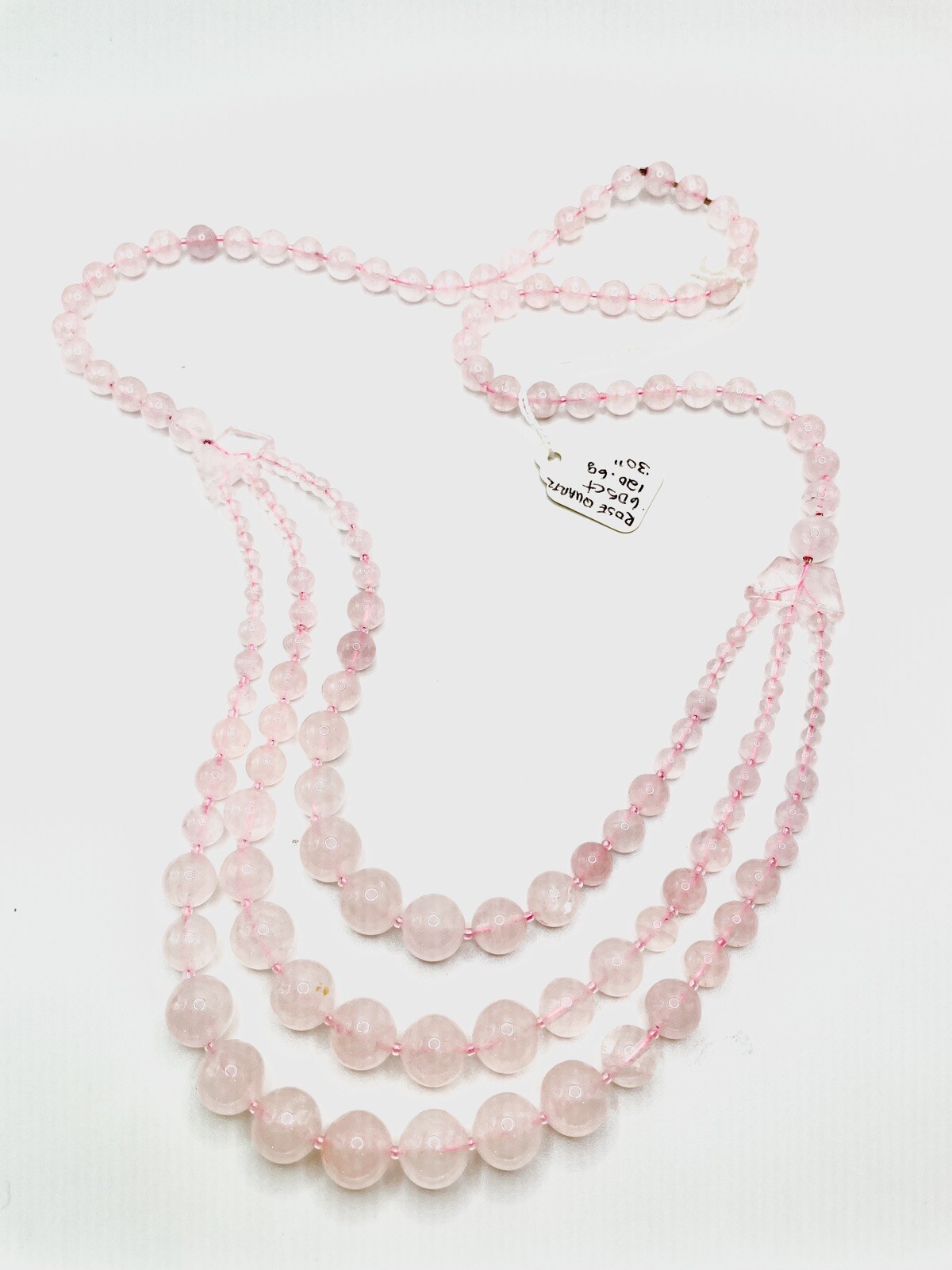 Rose Quartz Multi Strand Graduated Bead Necklace 605ct Vintage