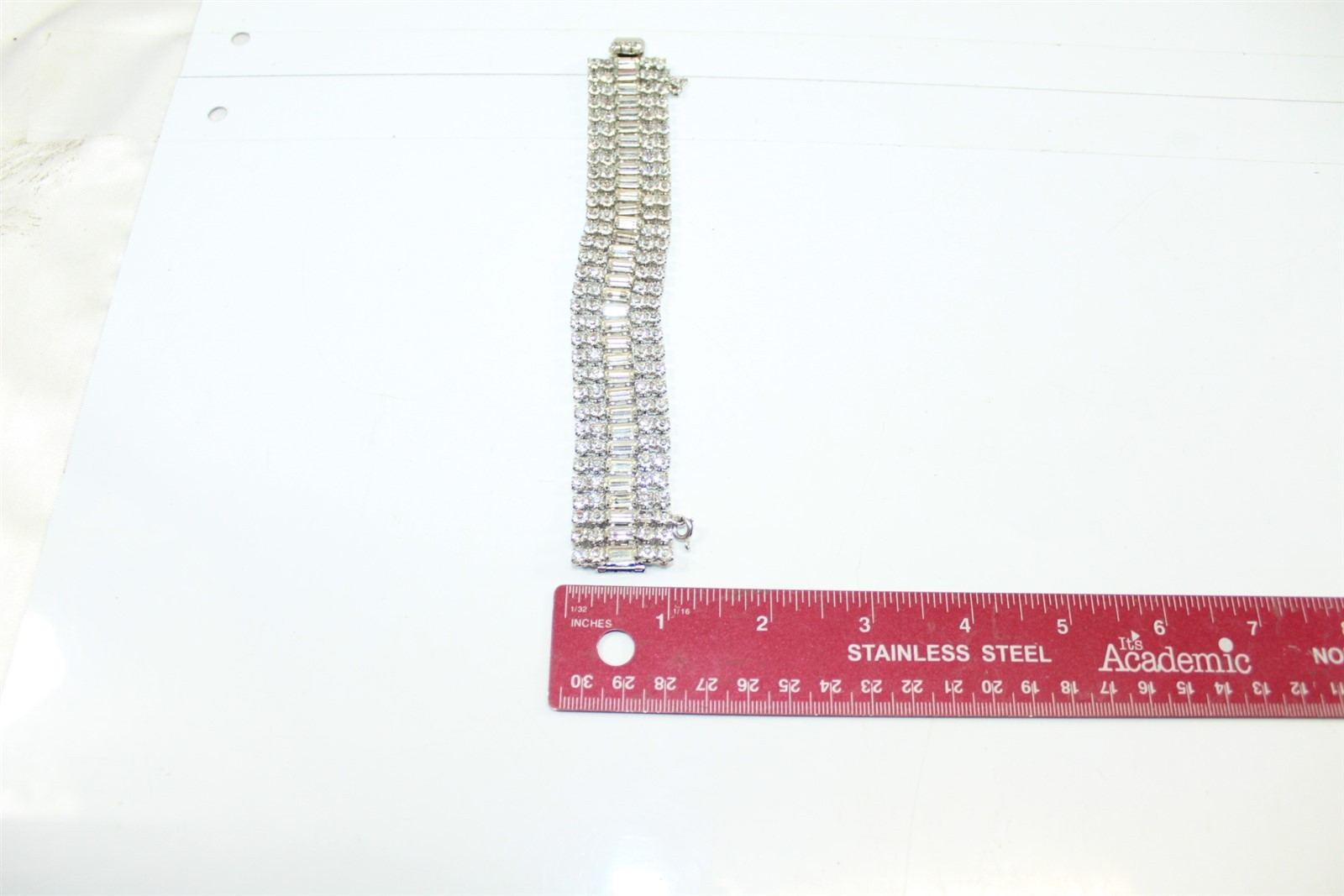 Vintage Tennis Bracelet Silver-tone Alloy With Clear Glass Stones