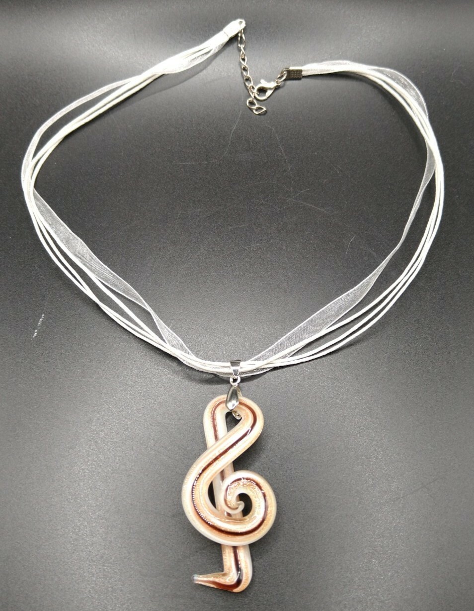 Glass Treble Cleft  Unisex Necklace Music Gift