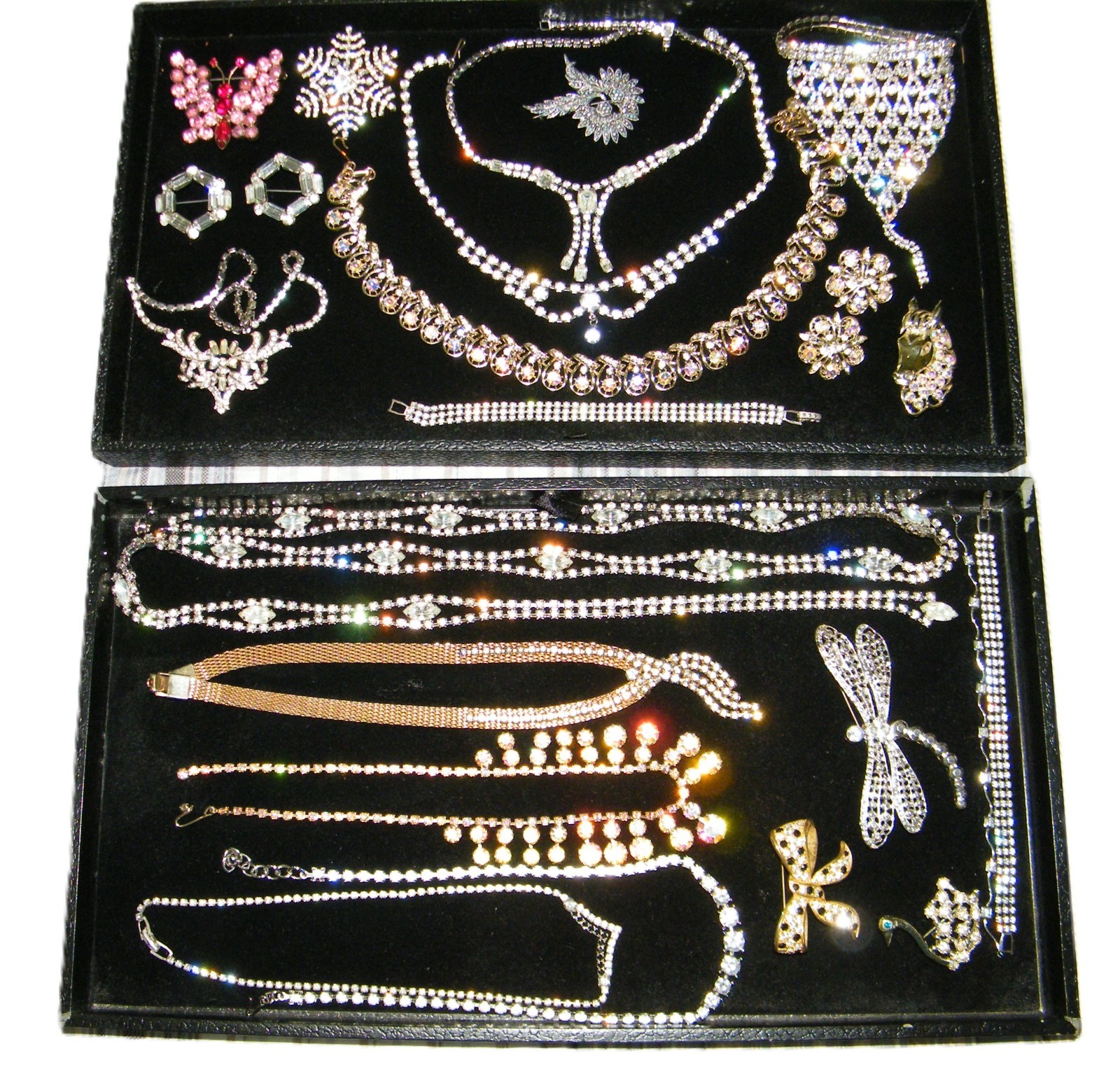 2 Trays of Vintage Rhinestone Costume Jewelry – All Good Wearable Jewelry