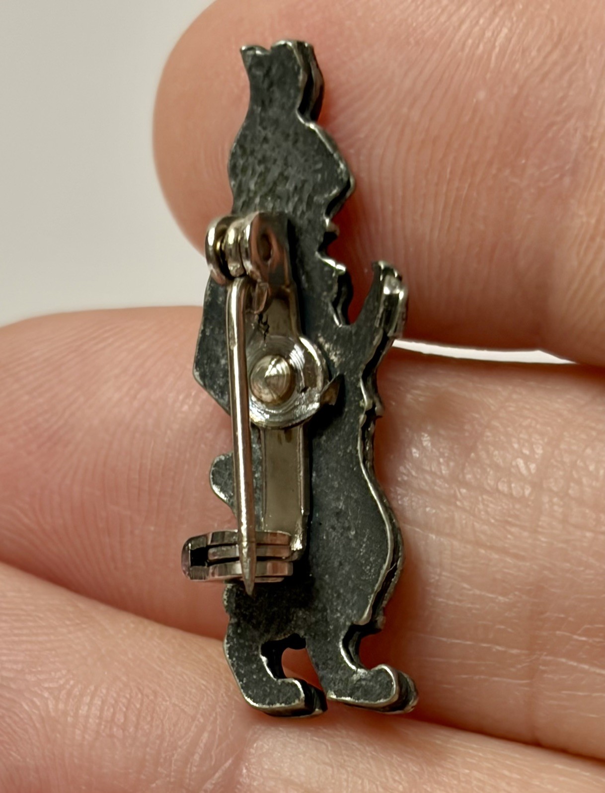 Vintage Dapper Rabbit Brooch Pewter With Locking C Clasp