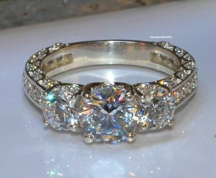 3Ct Round Cut Lab Created Diamond Anniversary Engagement 14K White Gold FN Ring