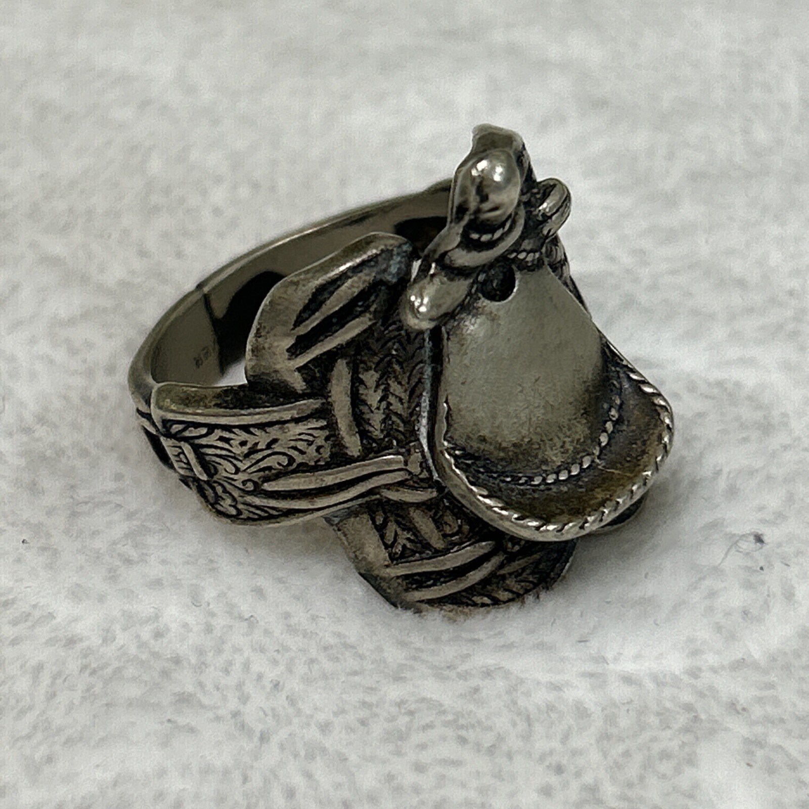 Vintage Nickel Silver Saddle Cowboy Ring Size 12 Benefits Charity Free Ship