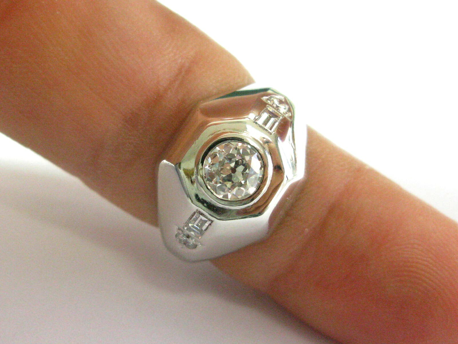 Vintage Old European Diamond Ring Platinum .96Ct G-SI1 EYE CLEAN