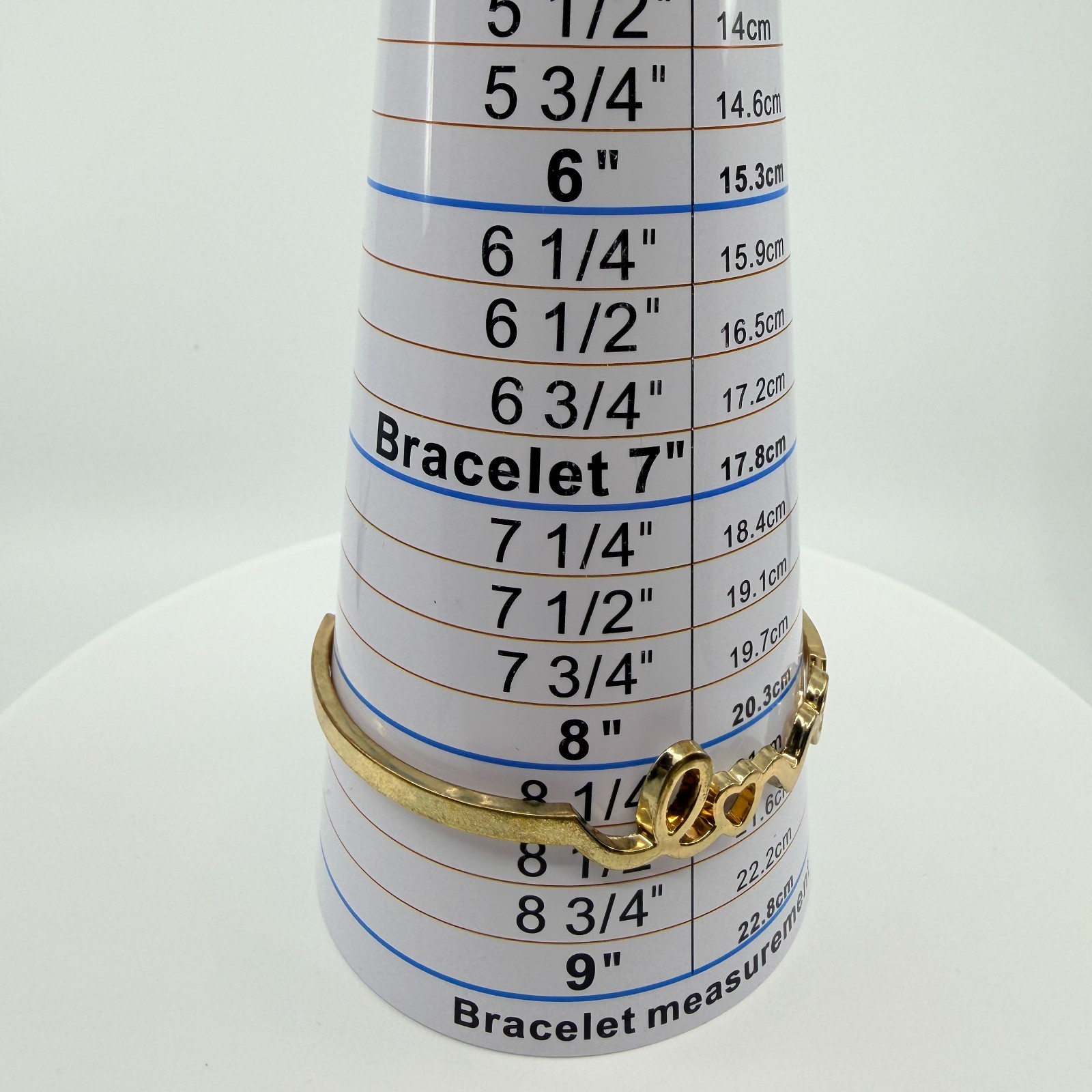 Gold Tone Love Script Bangle Bracelet Heart Detail Word Art Minimalist Stackable