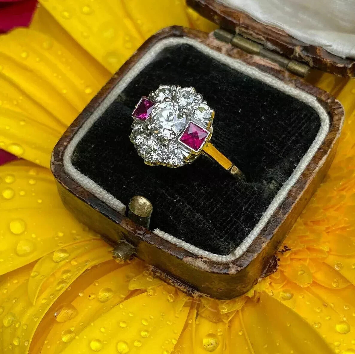 2Ct Art Deco Style Lab Created Diamond & Ruby Engagement 14k White Gold FN Ring