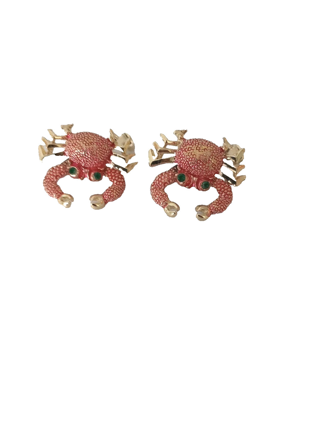 Vintage Pink Crab Enamel Scatter Pins Moving Claws Gold Tone 3/4 in