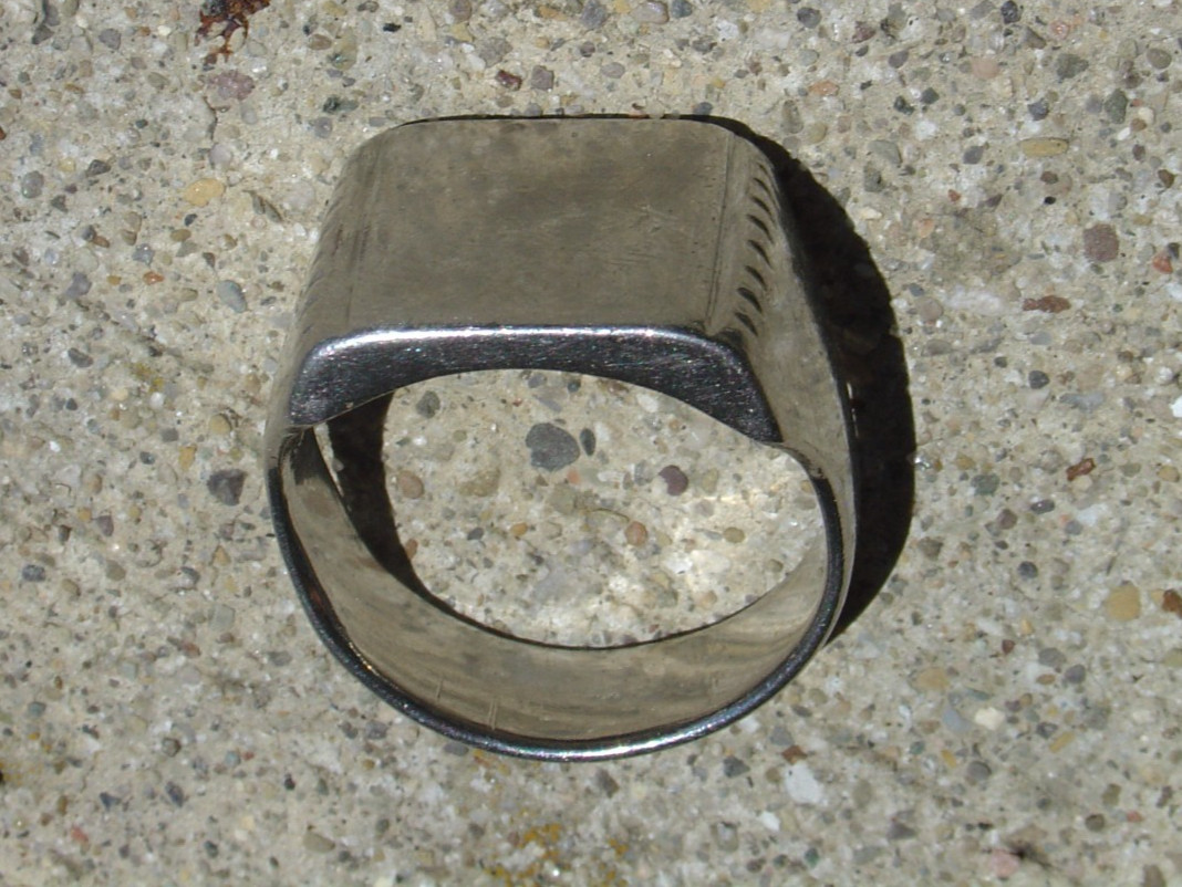 Vintage Hand Made Etched Men’s Silver Tone Signet Ring Shop Class Project Sz 12