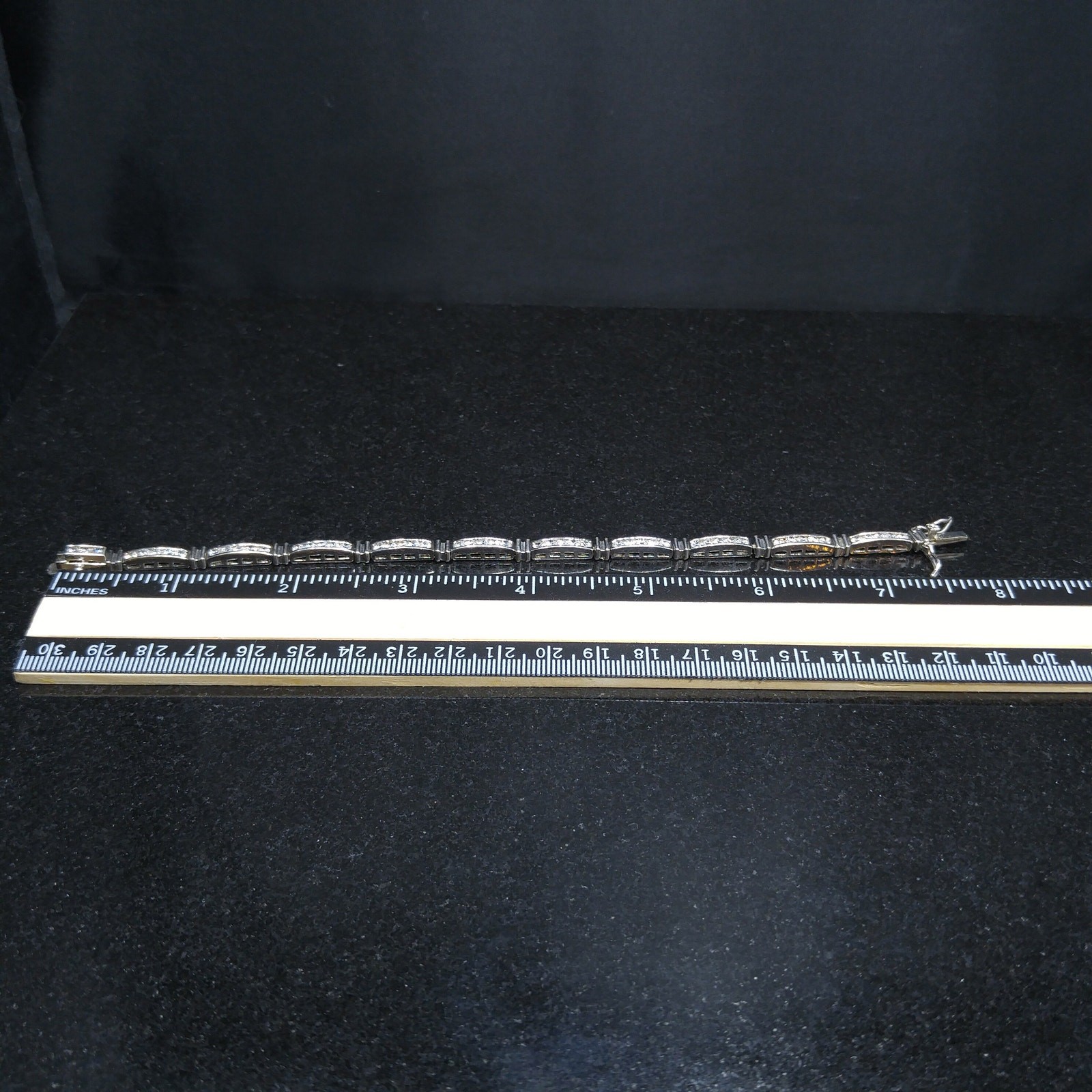 Vintage NF Silver Tone CZ Tennis Bracelet 1970s Nickel Free Sparkling Stones