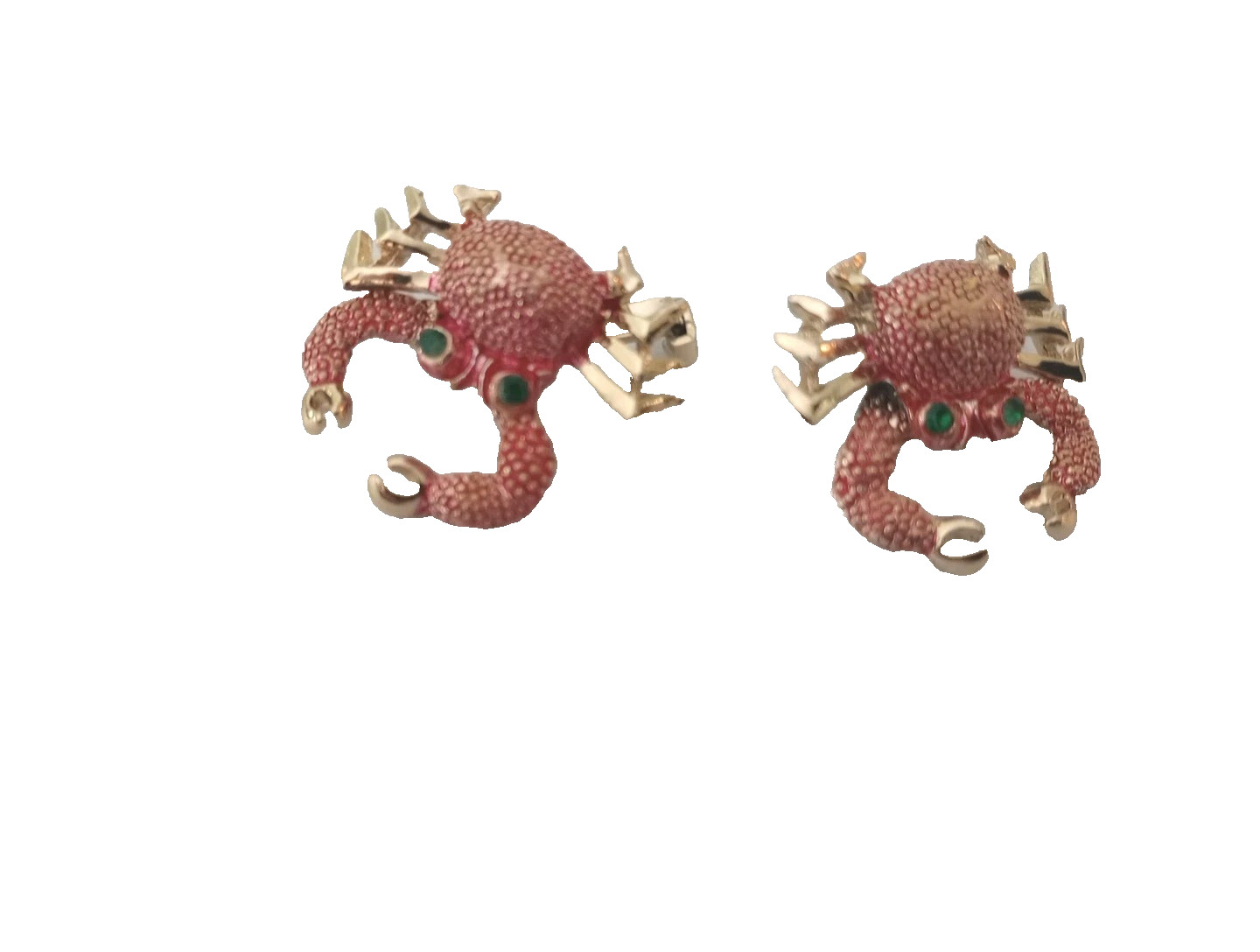 Vintage Pink Crab Enamel Scatter Pins Moving Claws Gold Tone 3/4 in