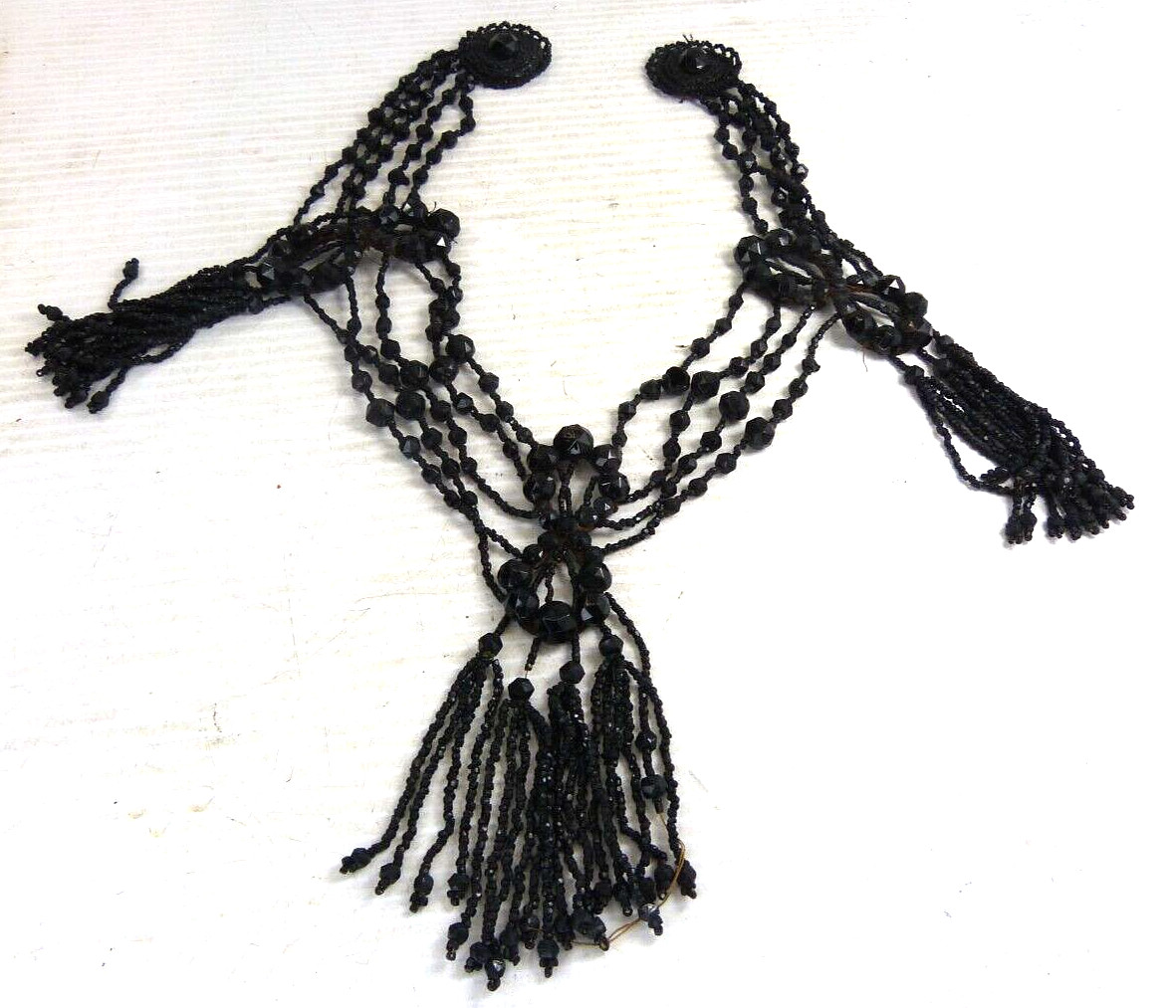 Incredible Antique Victorian Jet ? Faceted Bead Massive Mourning Necklace