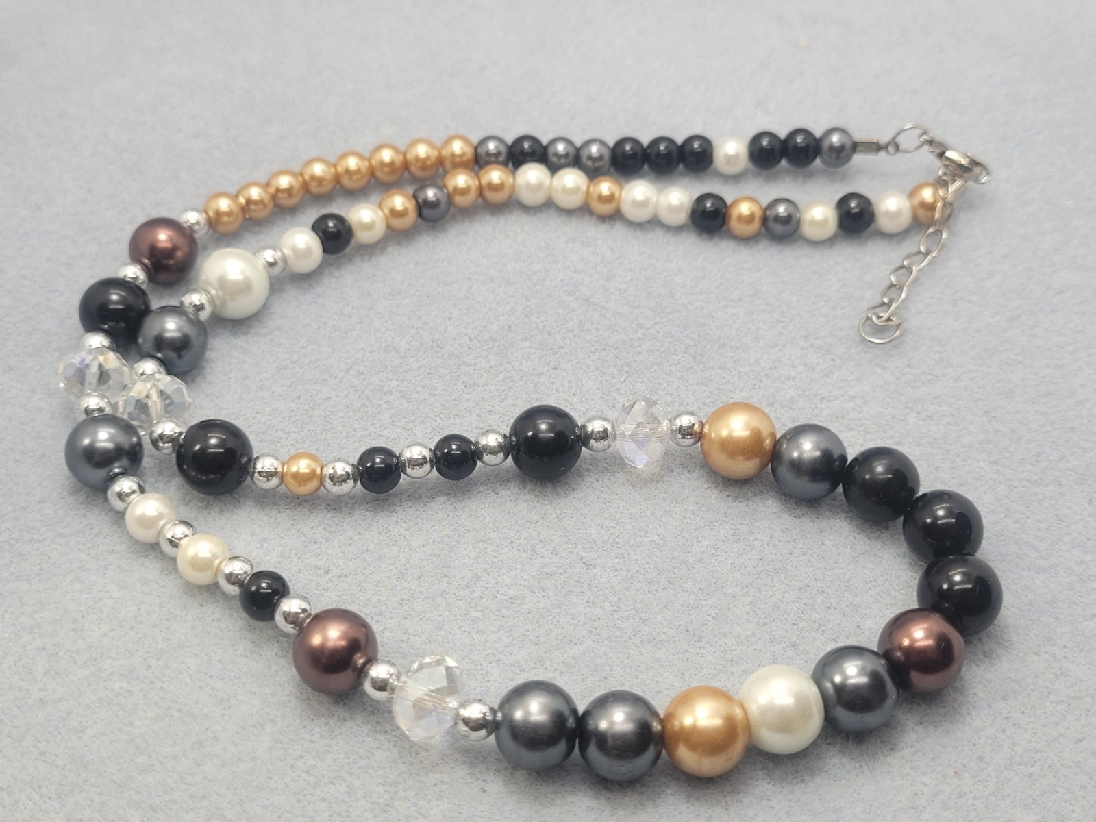 Multicolor Pearl Imitation Faseted Glass Beads Necklace 21in.