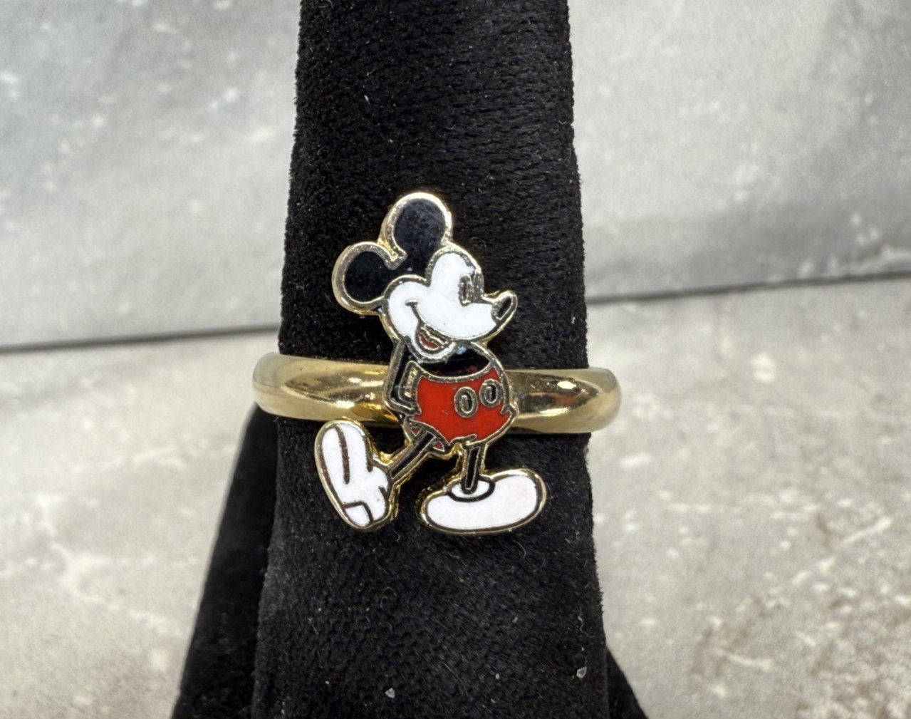 Vintage Walt Disney Production Mickey Mouse Enamel Ring Size 6
