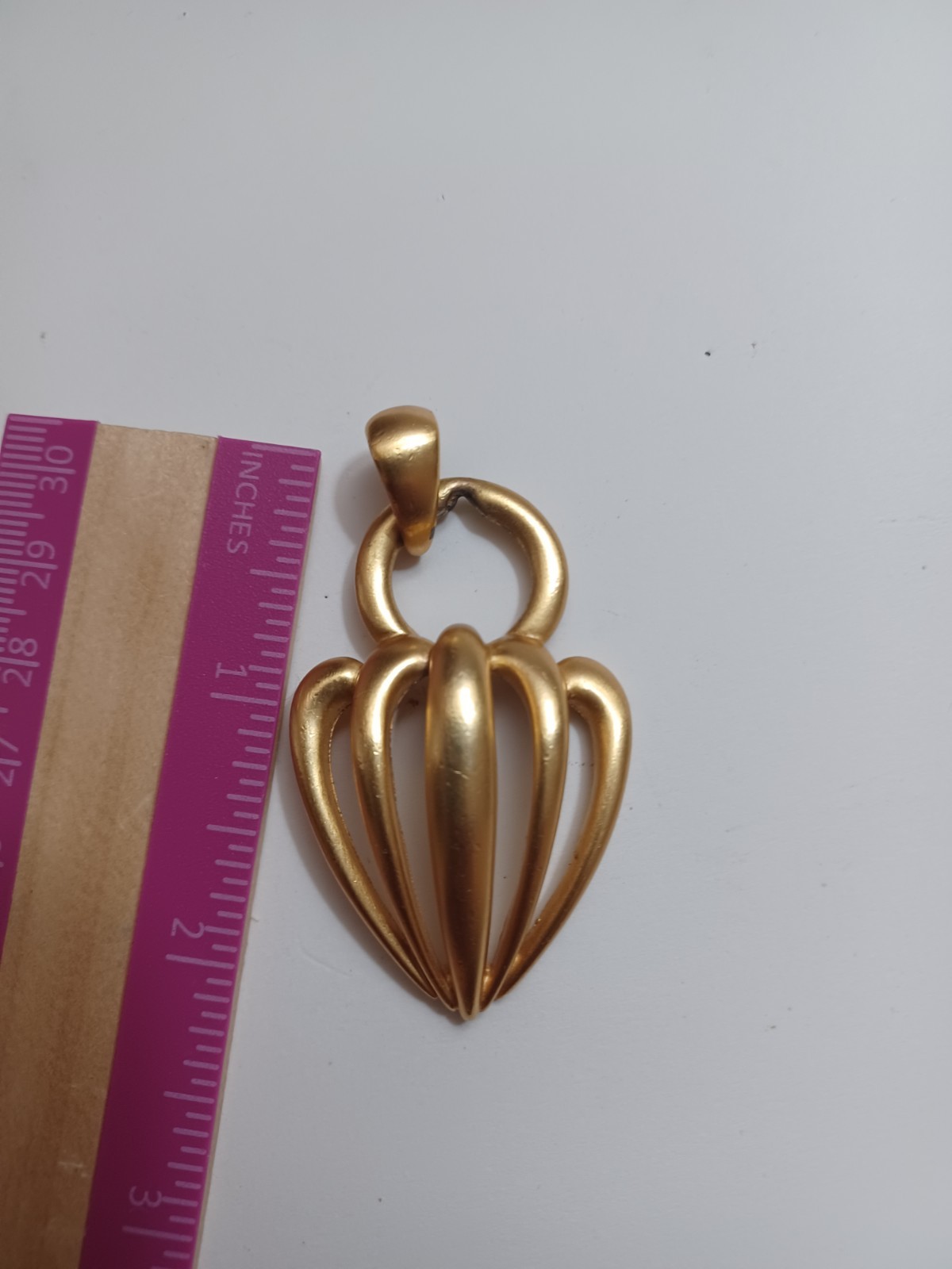 1980s Vintage Ann Klein Gold Tone Pendant Marked AK Pre-owned