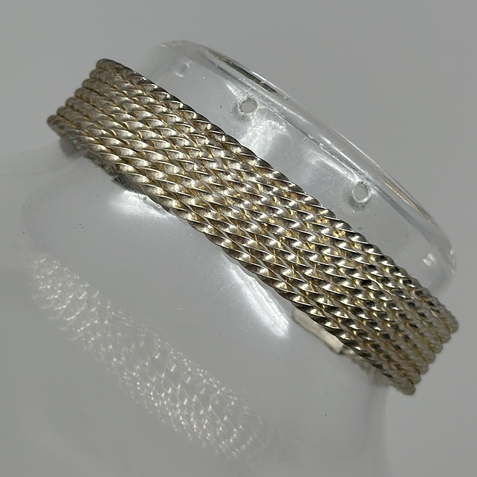 Vintage Bohemian Sterling Silver 925 Italy Woven Open Cuff Bracelet 7.75” 25g