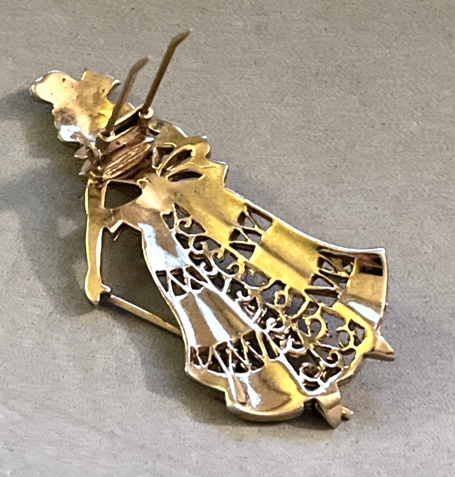 Rare Art Deco 1940’s LISNER Cinderella Fairytale Figural Rhinestone Fur Clip Pin