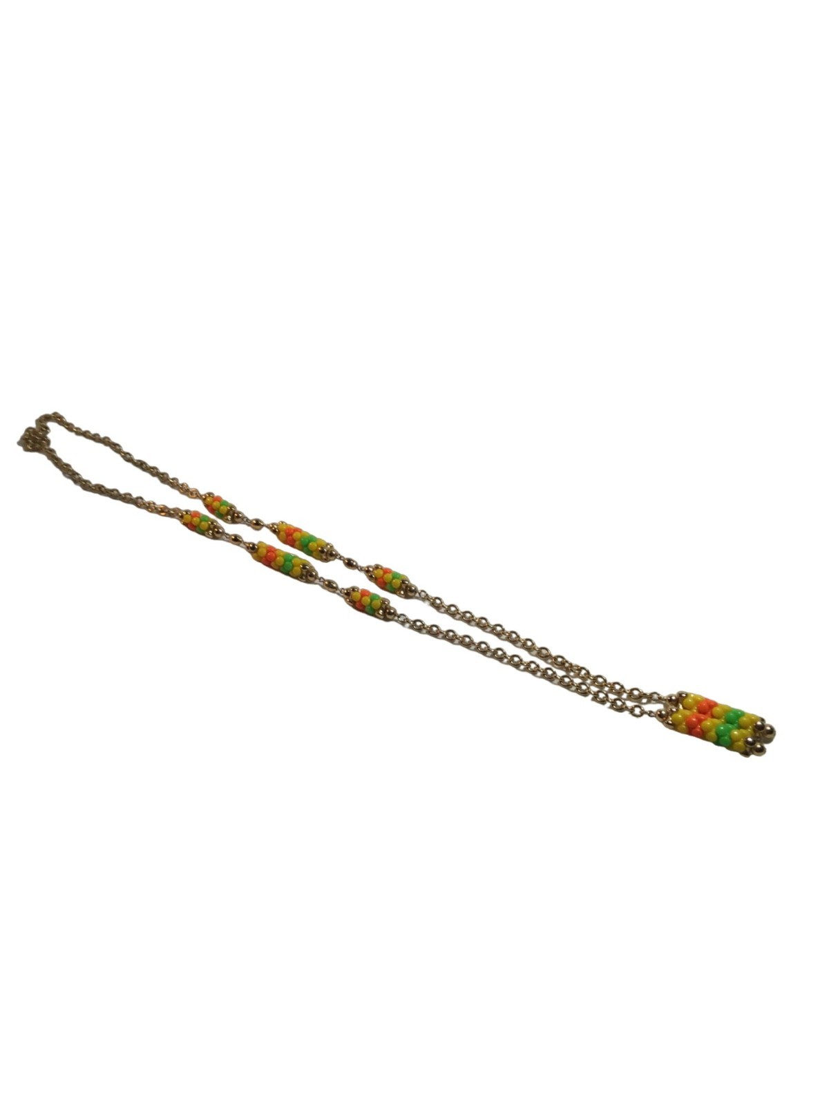 Sarah Coventry Lariot Necklace Multi-Color Bead Accents Gold-Tone Chain 40 In