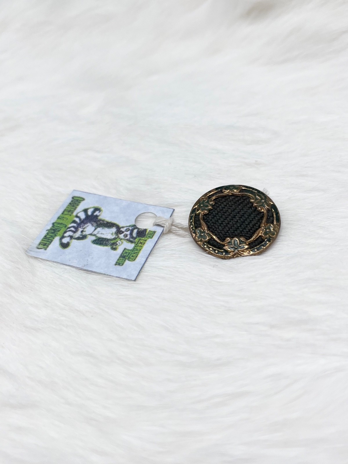Victorian Mourning Hair Art Button RARE