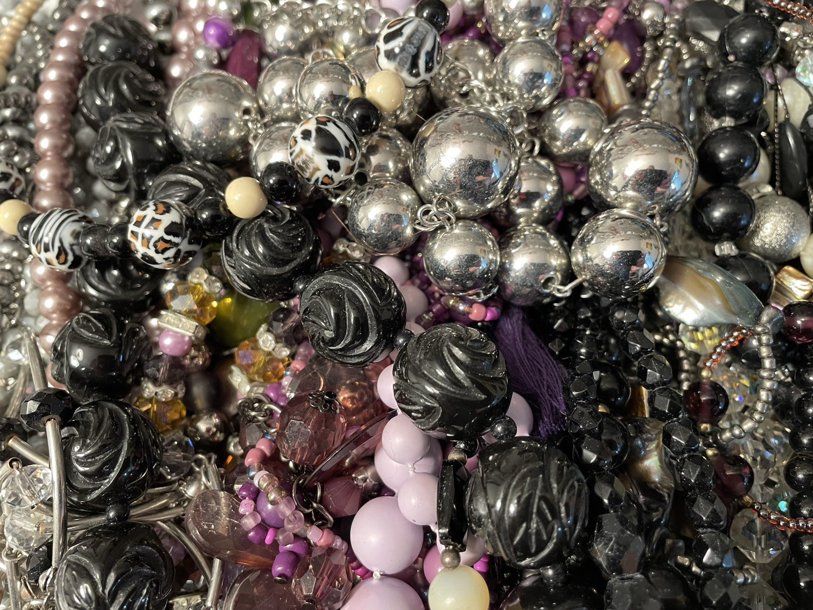 4 Lb Lot Beaded Necklaces Vintage Mod Boho Glass Natural Stones Lucite Acrylic