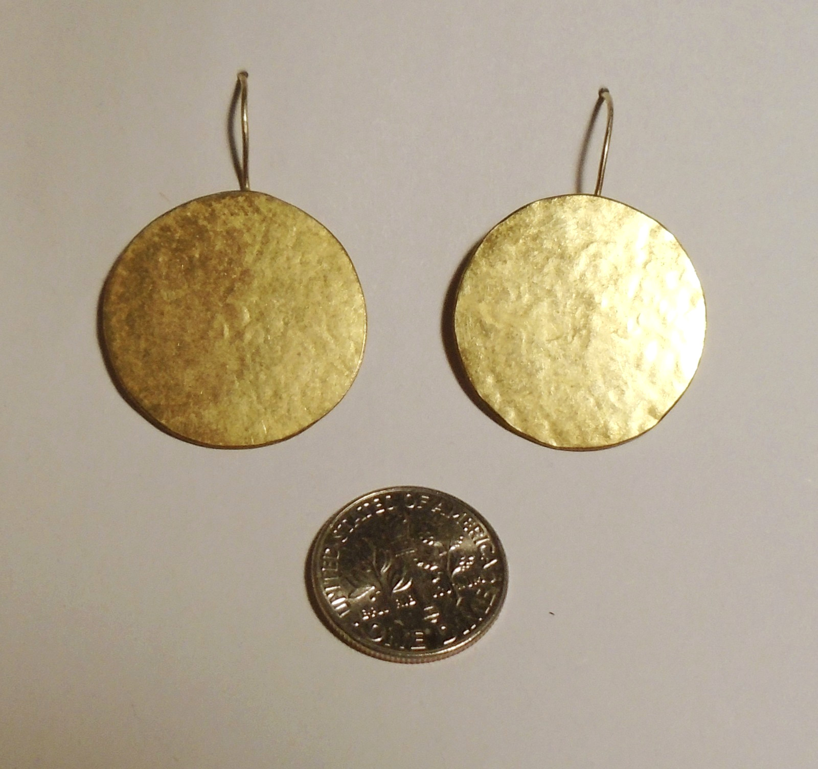 HERVE VAN DER STRAETEN 24K Gold Plated MODERNIST DISK EARRINGS Hand Made