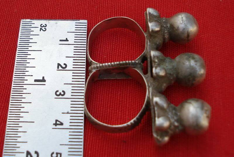 ANCIENT TRIBAL OLD SILVER DOUBLE RING FOR TOW FINGER