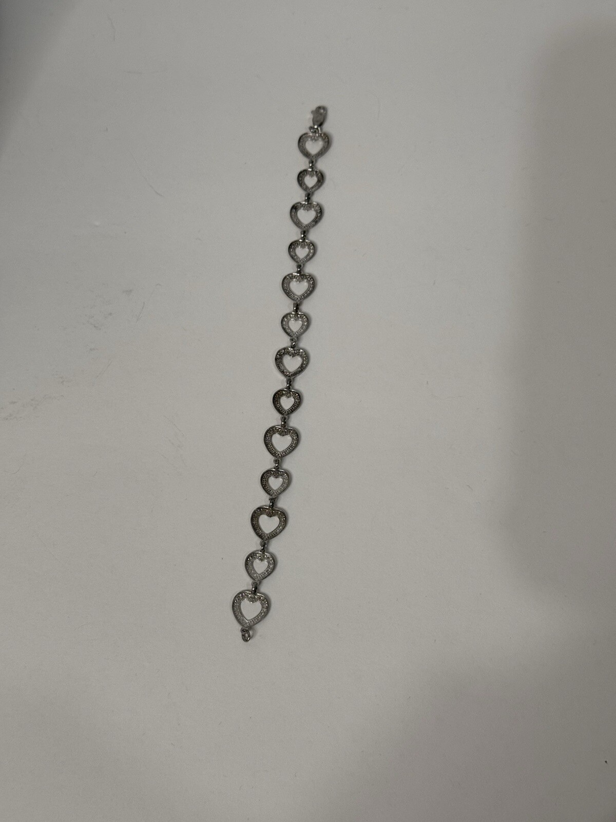 Vintage Marked 925 Sterling Heart Bracelet Silver & Black Tone Hearts NOT TESTED