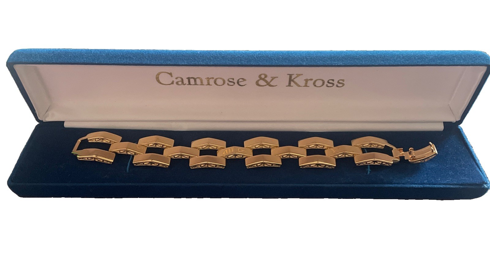 VTG Camrose & Kross Jaqueline Kennedy JBK Pyramid Link Gold Tone Bracelet 7” NNW