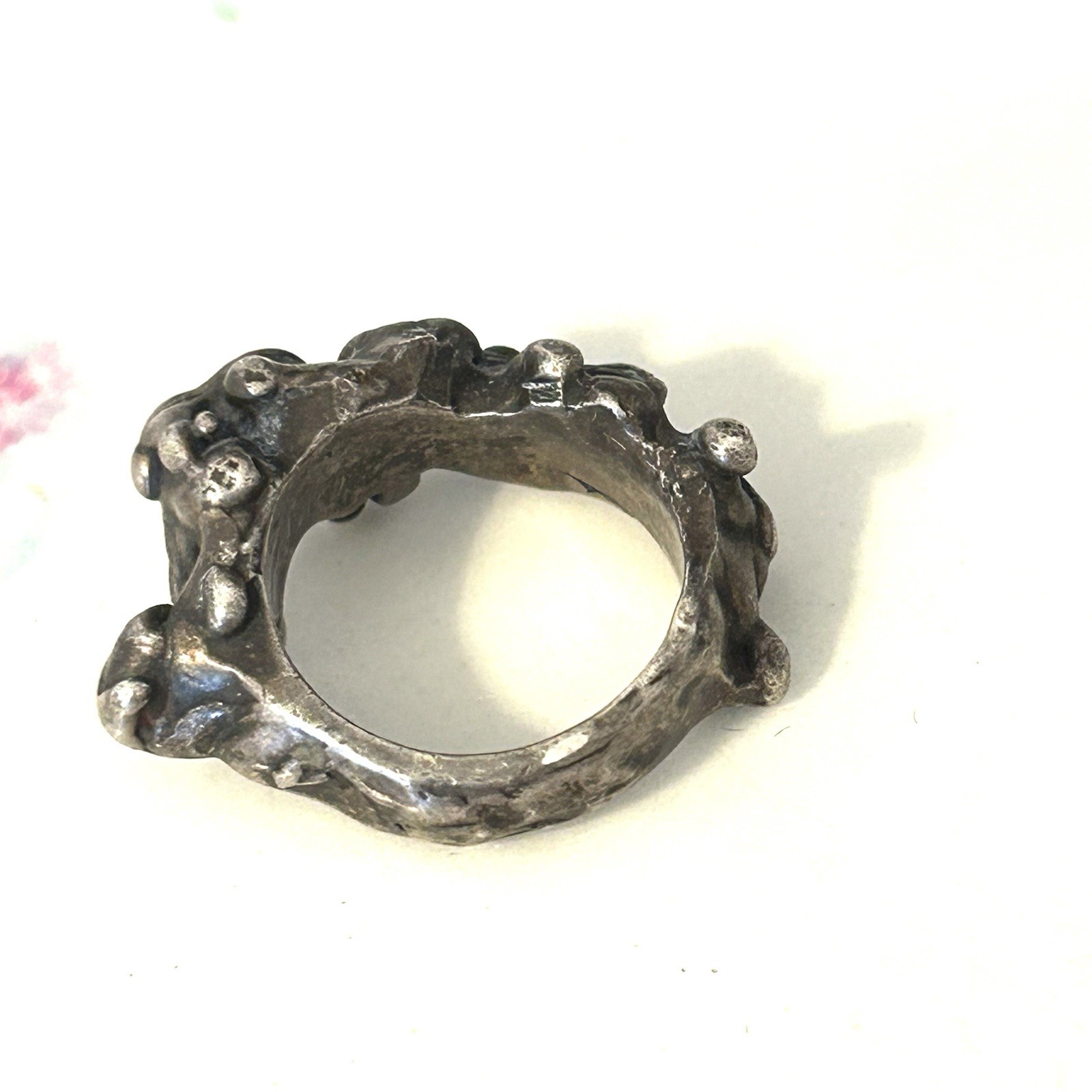 Vintage Brutalist Ring Sterling Silver Modernist Abstract Studio Artisan Sz 4.5