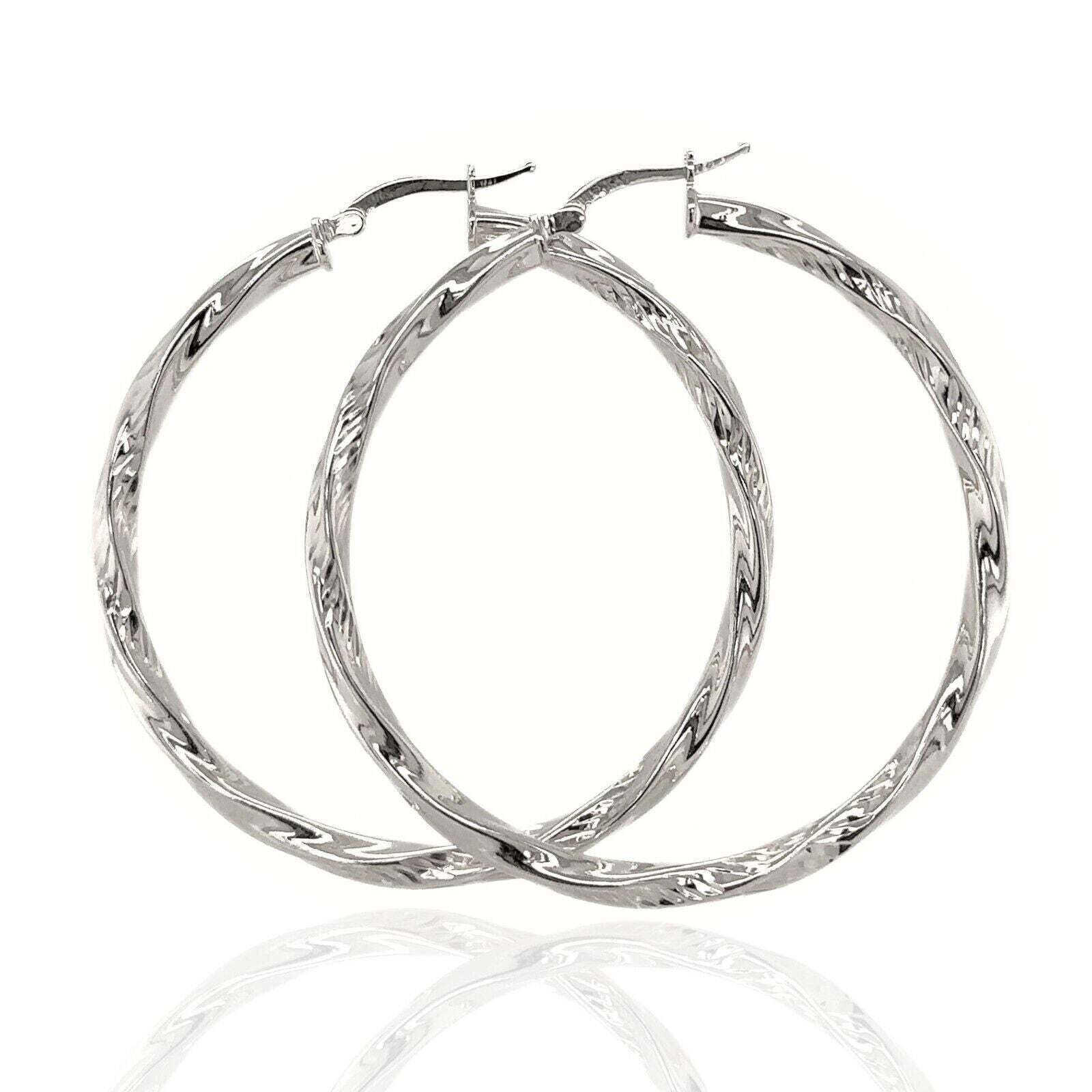 High Quality Italy 925 Sterling Silver Twisted Round Hoop Earrings All Size