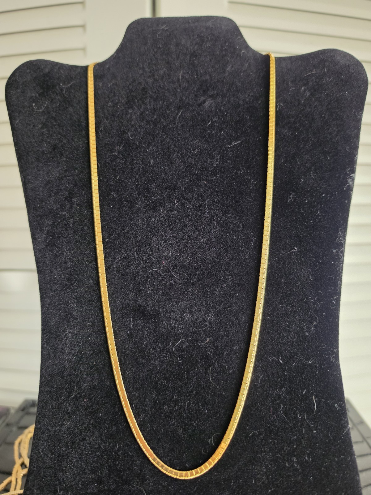 Vintage 24 Inch Flat Snake Square Chain Necklace Gold Tone 3mm