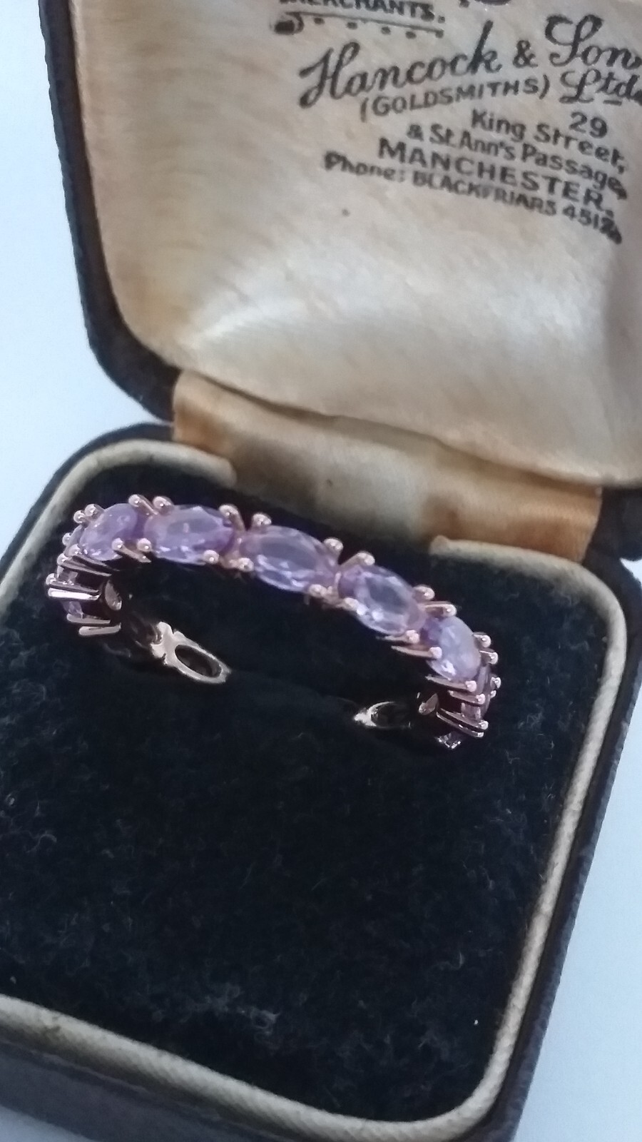 Vintage 1990-s 14 Ct Rolled Gold Amethyst Band Ring Size UK S US 9- Hallmarked.