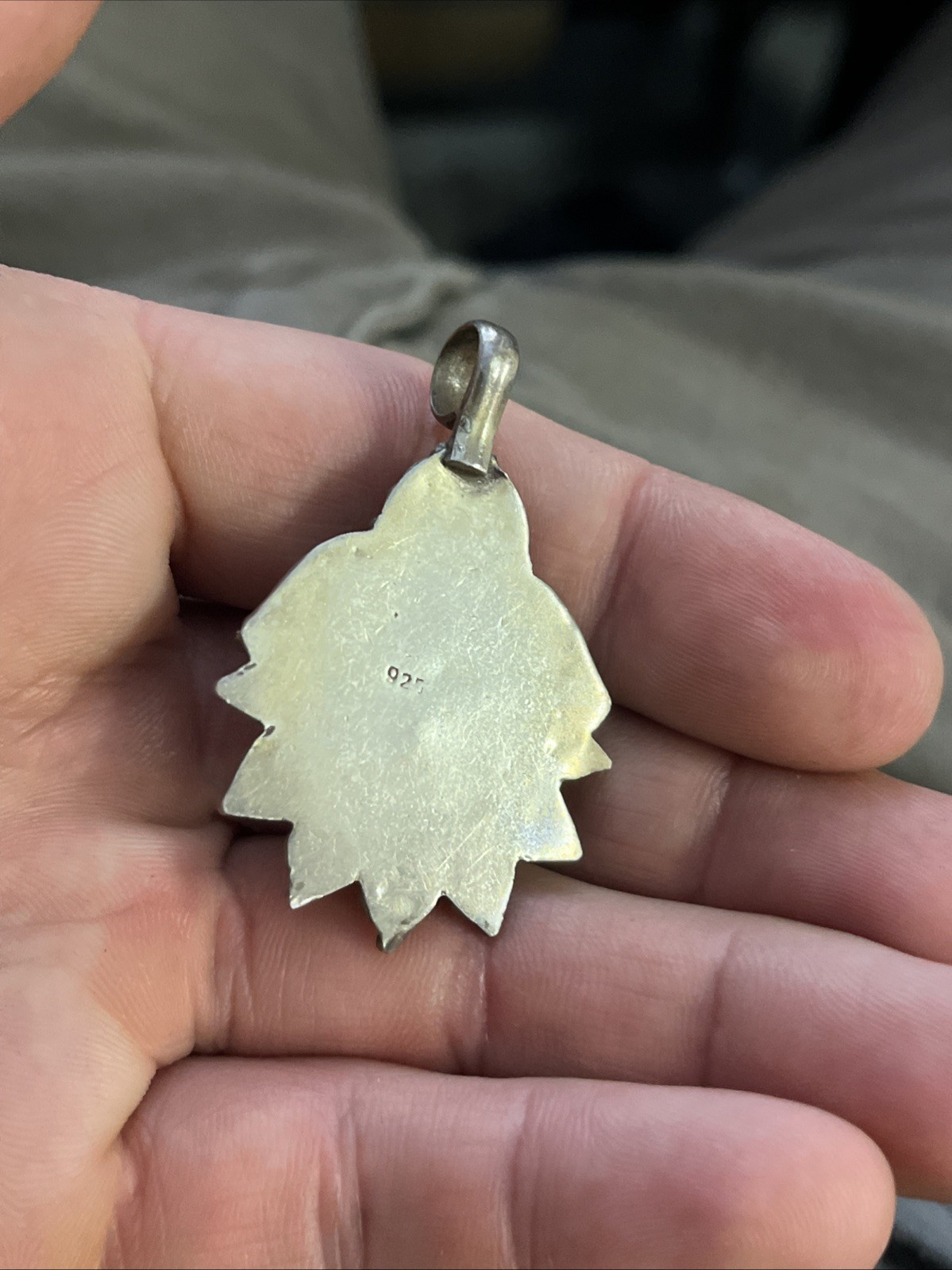 Antique Sterling 925 Silver Pendant Red Coral 2” 15.1g Native American Navajo