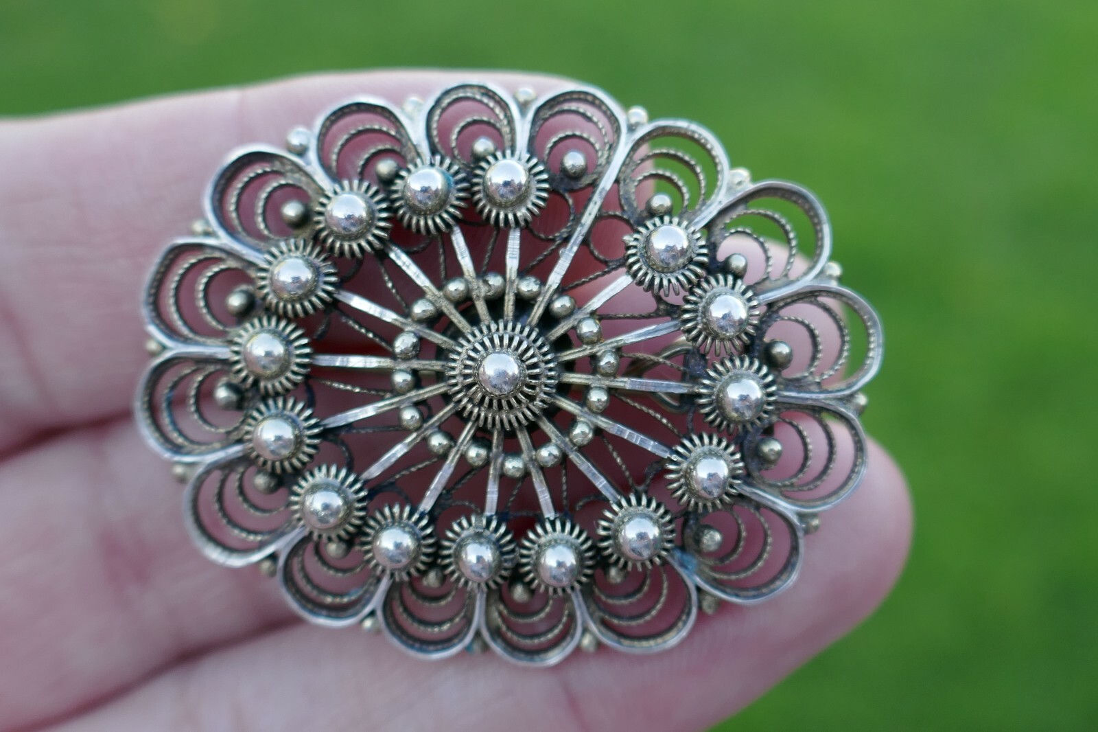 Vintage Norwegian 830S Silver Filigree Brooch – 10.9 Grams