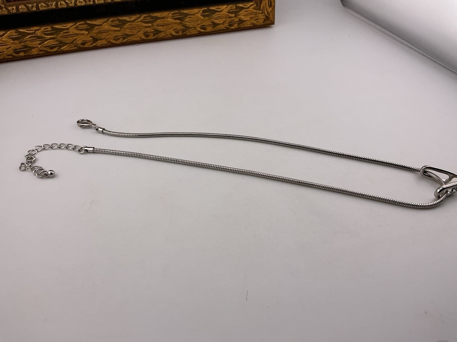 Modernist Necklace SilverT Sleek Minimalist Streamlined 16-19” Weighs 22 Grams