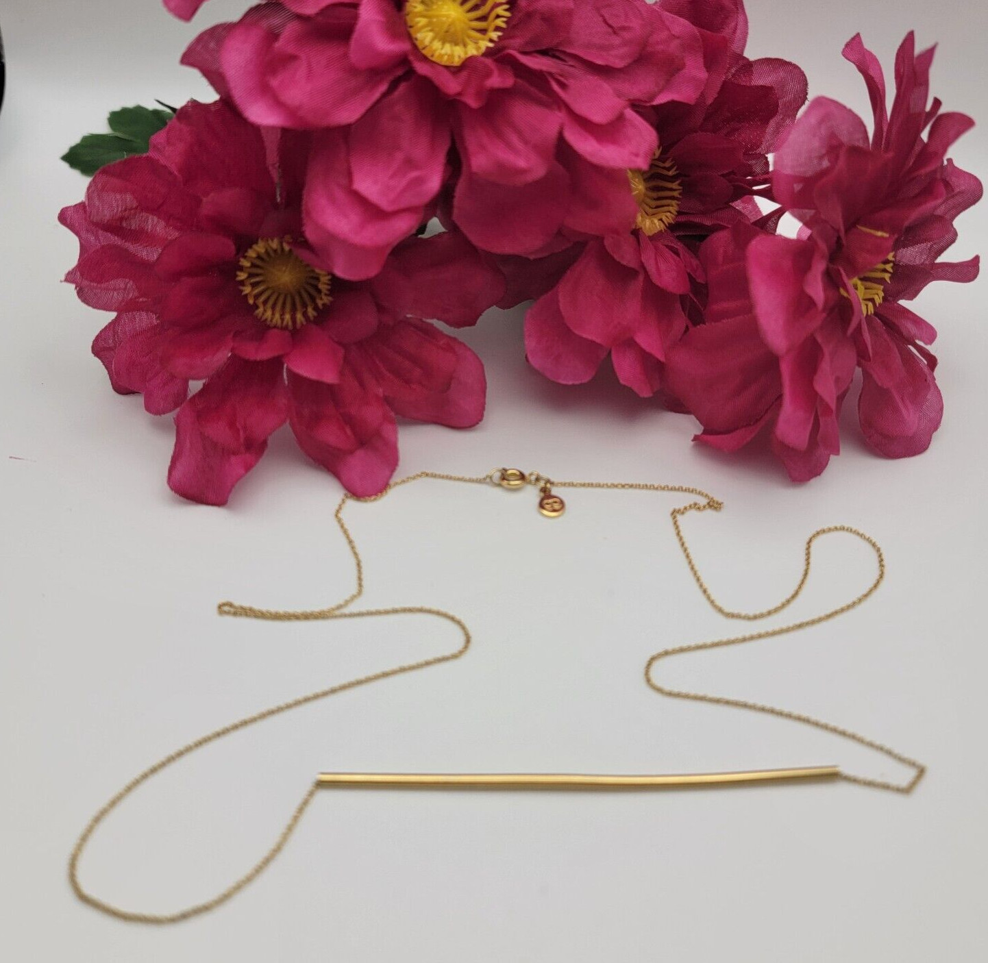 GORJANA Gold Tone Bar Necklace 25 In Spring Ring Clasp Minimalist
