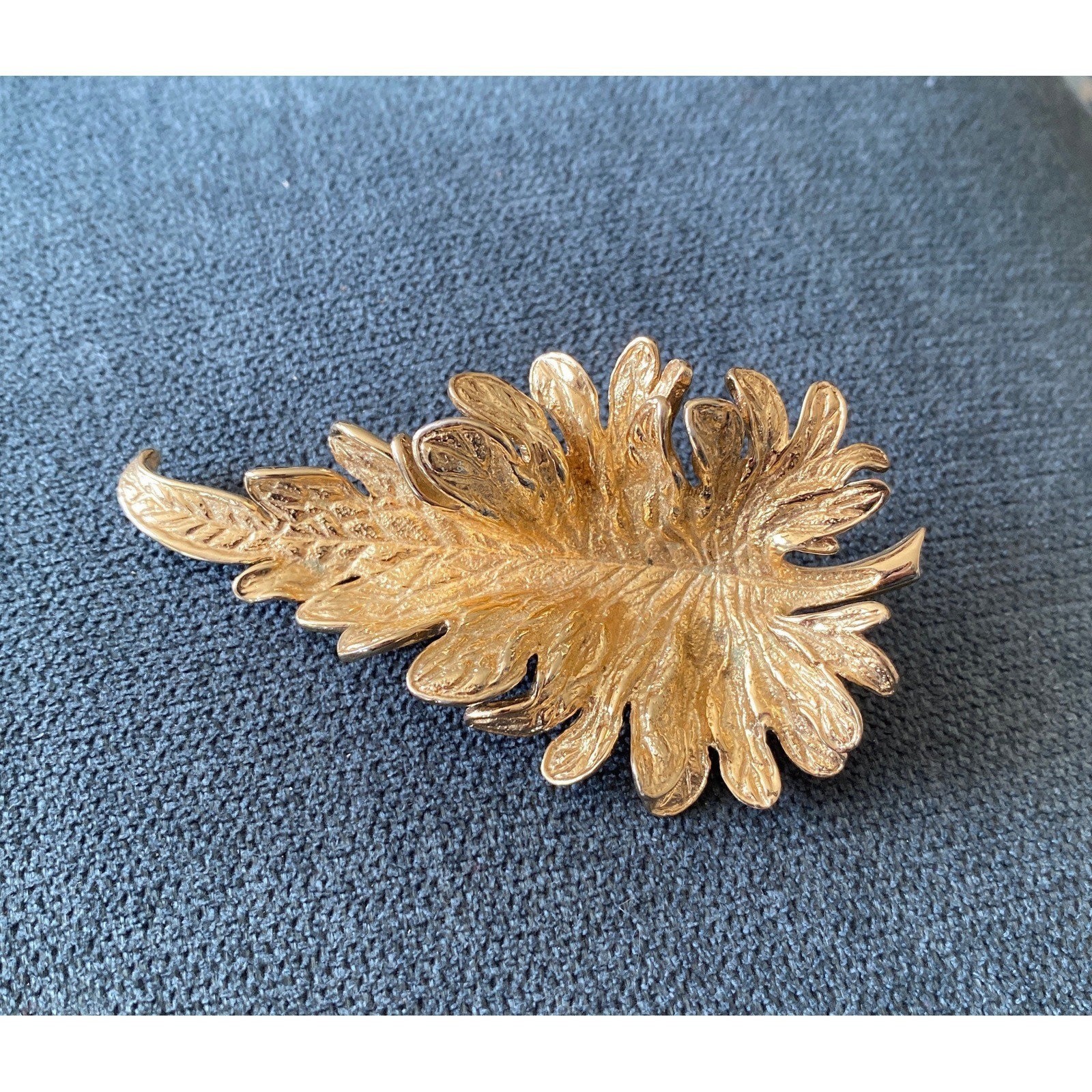 Vintage Nettie Rosenstein Gold Leaf Pin 3-D