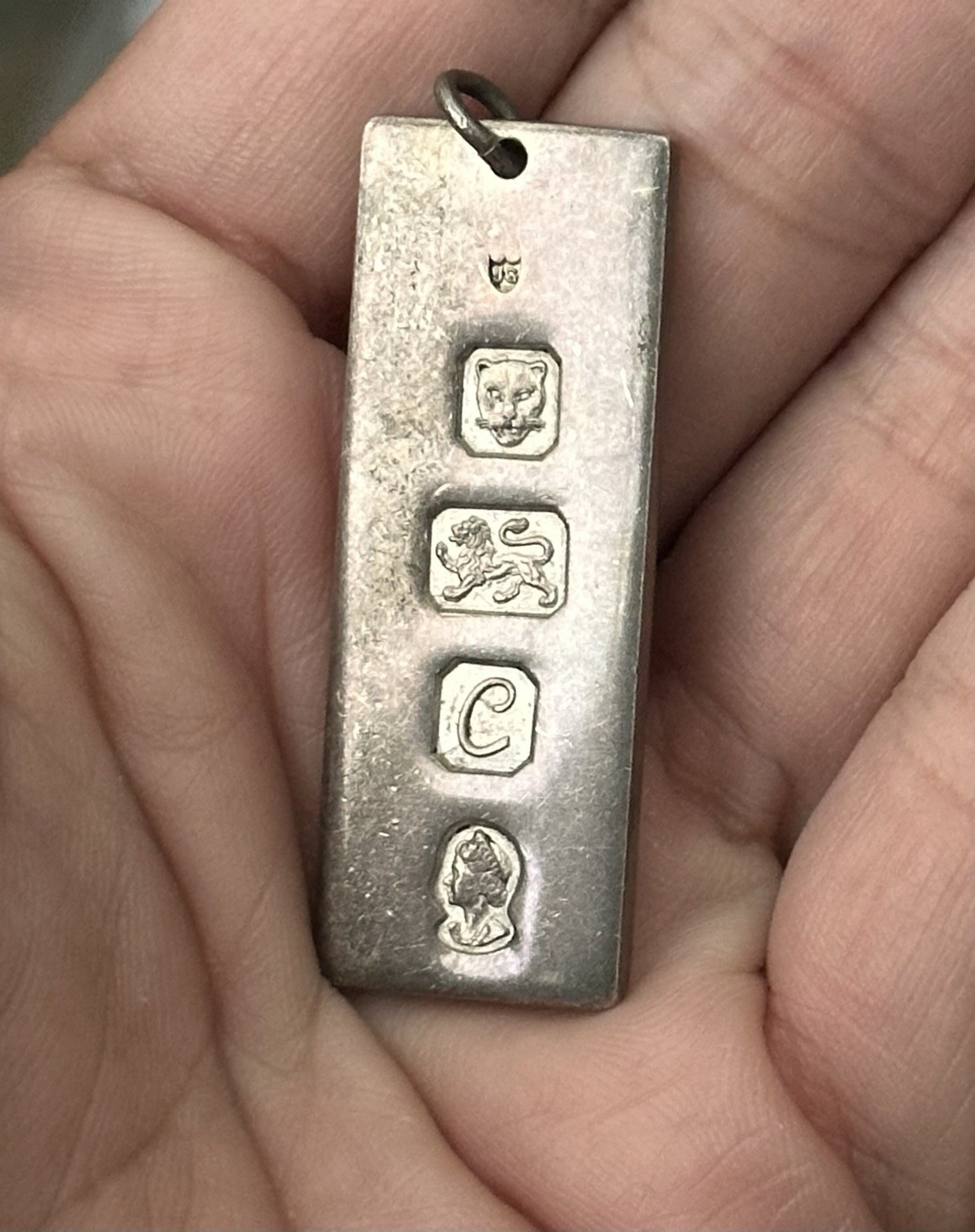 Vintage English Sterling Silver Ingot Bar Pendant – 17 Grams